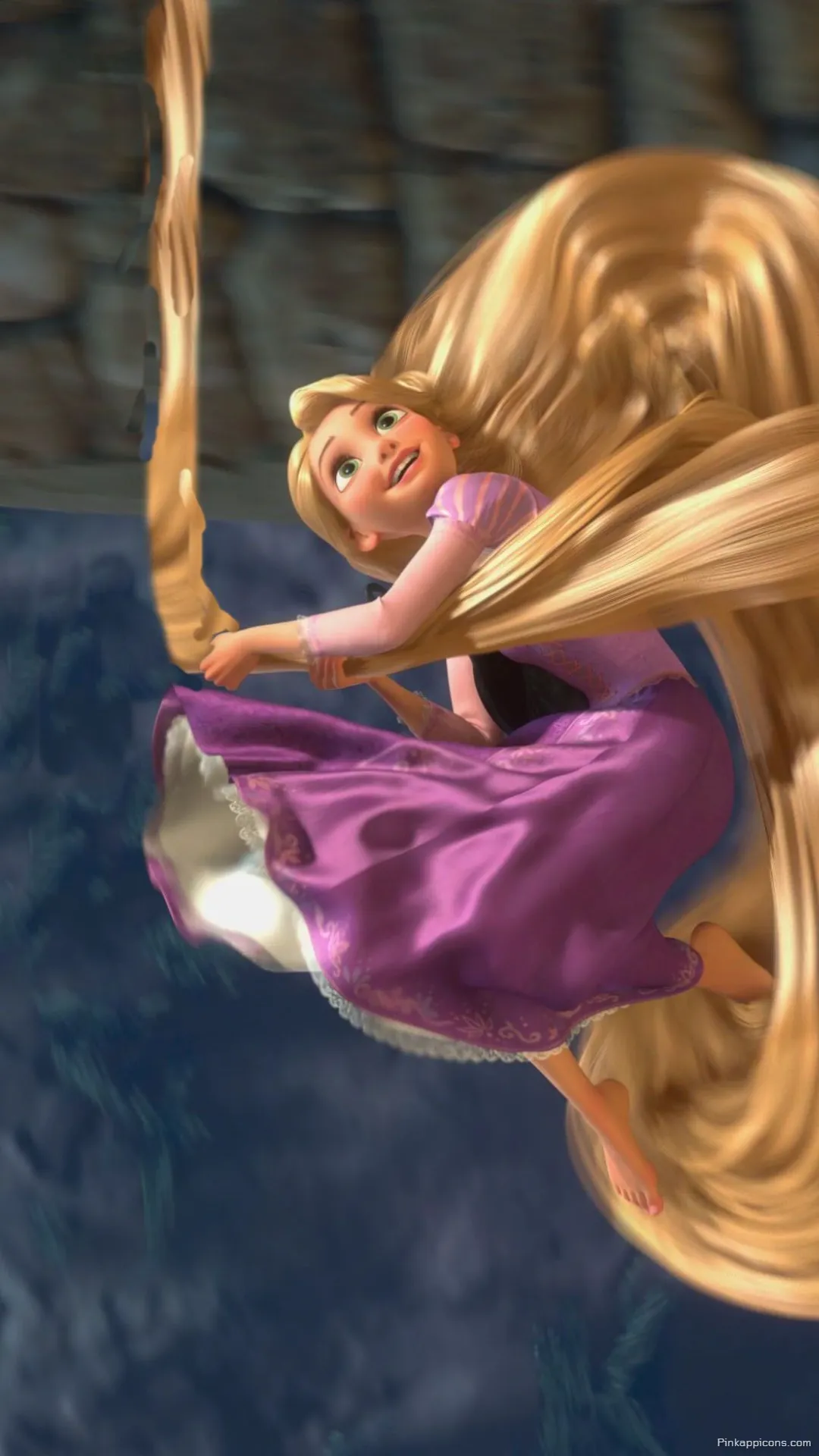 Exhilarating Princess Wallpaper of a Barefoot Rapunzel Flying Through the Air on Her Hair Exhilarating Princess Wallpaper of a Barefoot Rapunzel Flying Through the Air on Her Hair