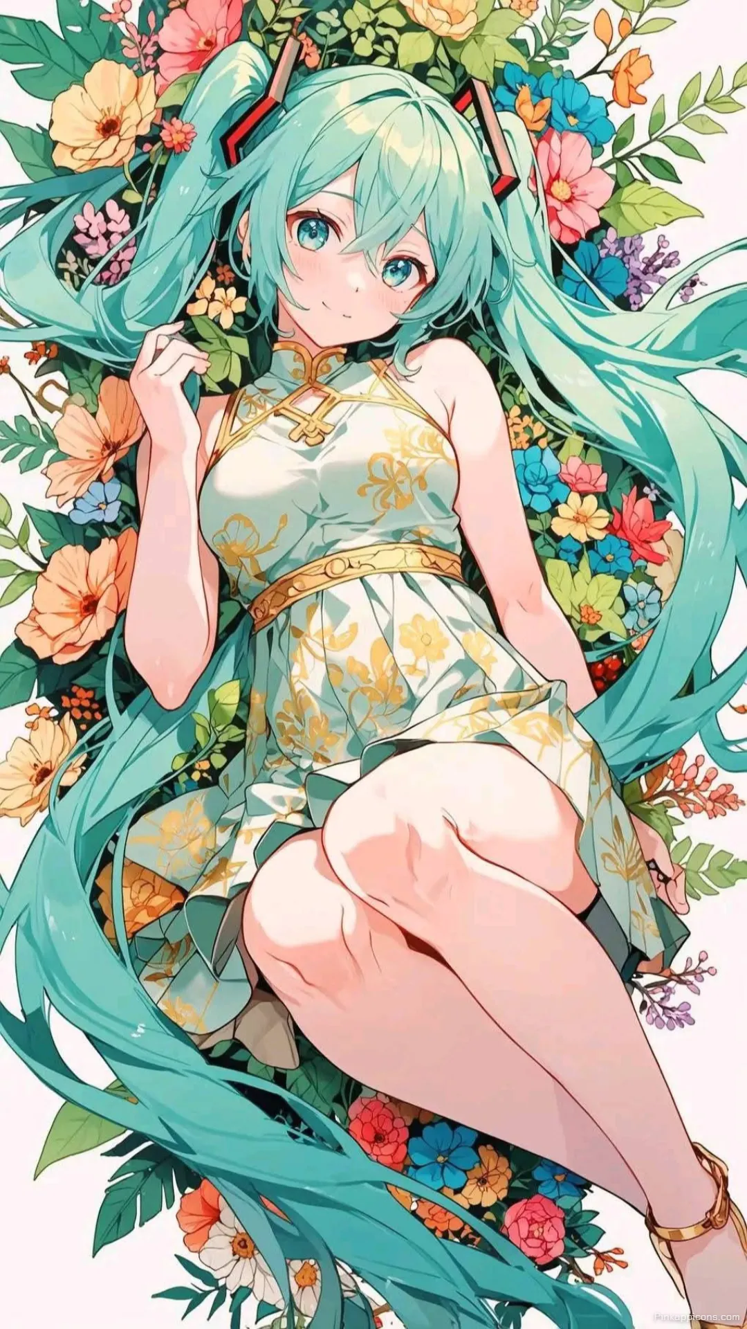 Floral Miku Wallpaper Hatsune Miku in Flowers Phone Background Floral Miku Wallpaper Hatsune Miku in Flowers Phone Background
