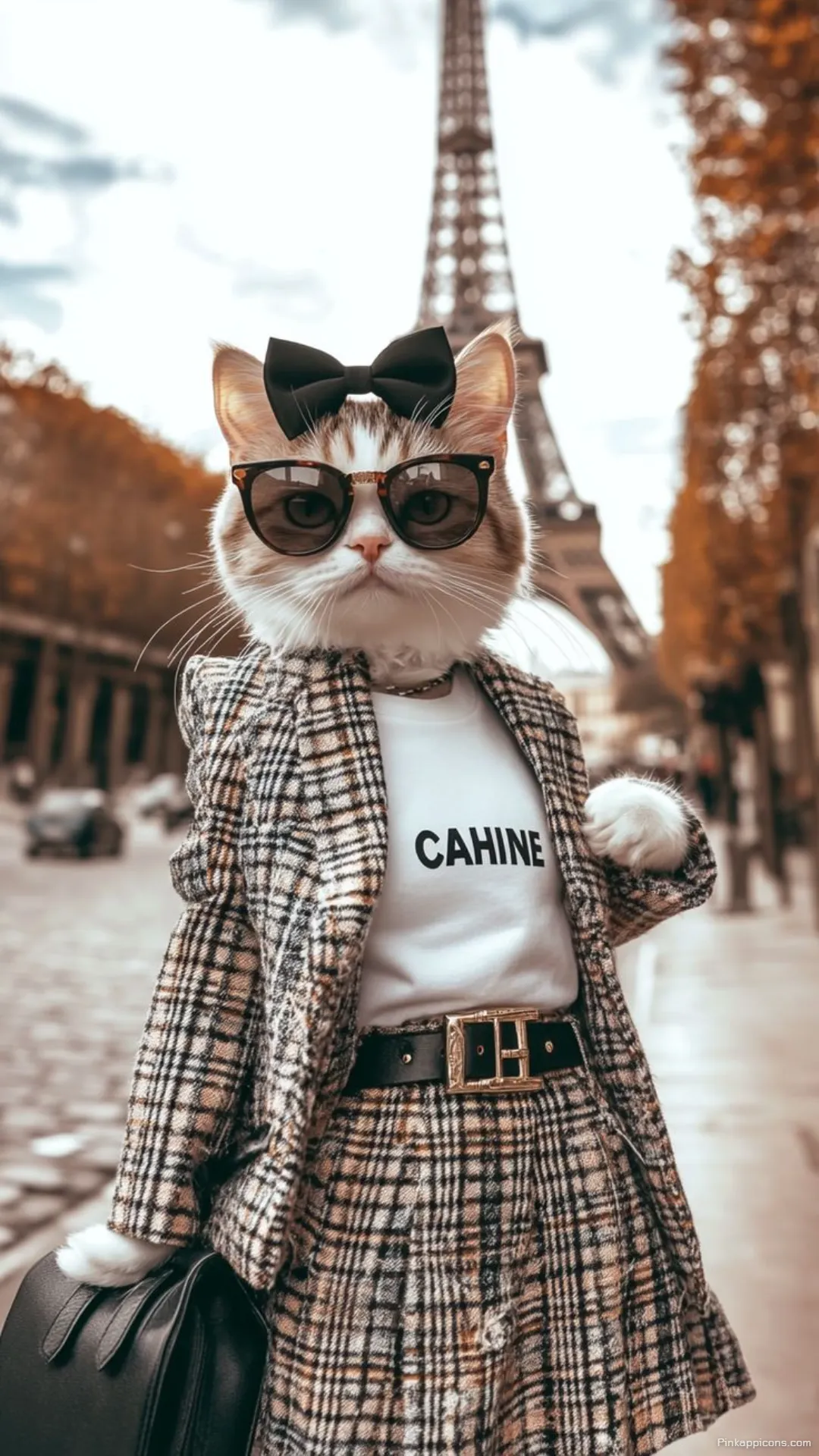 Funny Cat in Plaid Wallpaper Stylish Animal Phone Background Funny Cat in Plaid Wallpaper – Stylish Animal Phone Background