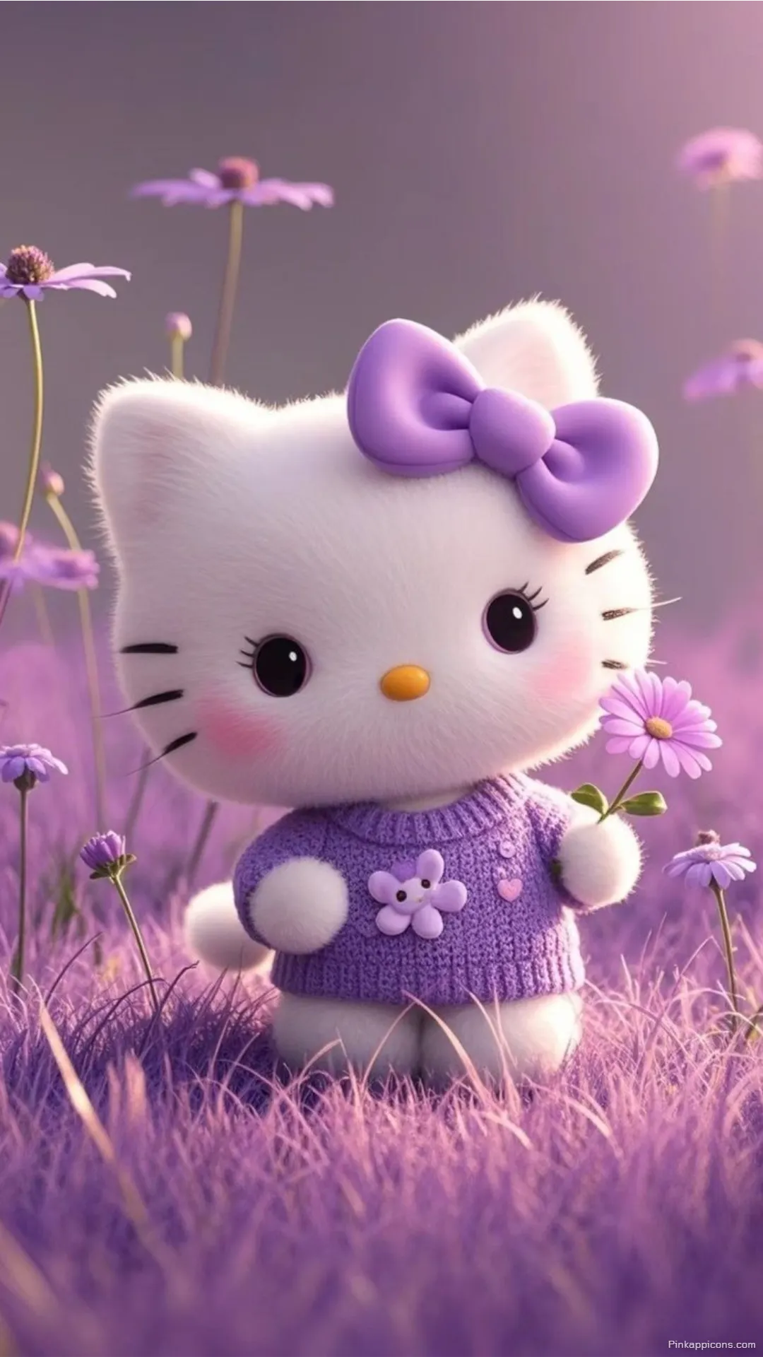 Girls Wallpaper HD Adorable Hello Kitty in a Purple Field Phone Wallpaper Girls Wallpaper HD Adorable Hello Kitty in a Purple Field Phone Wallpaper