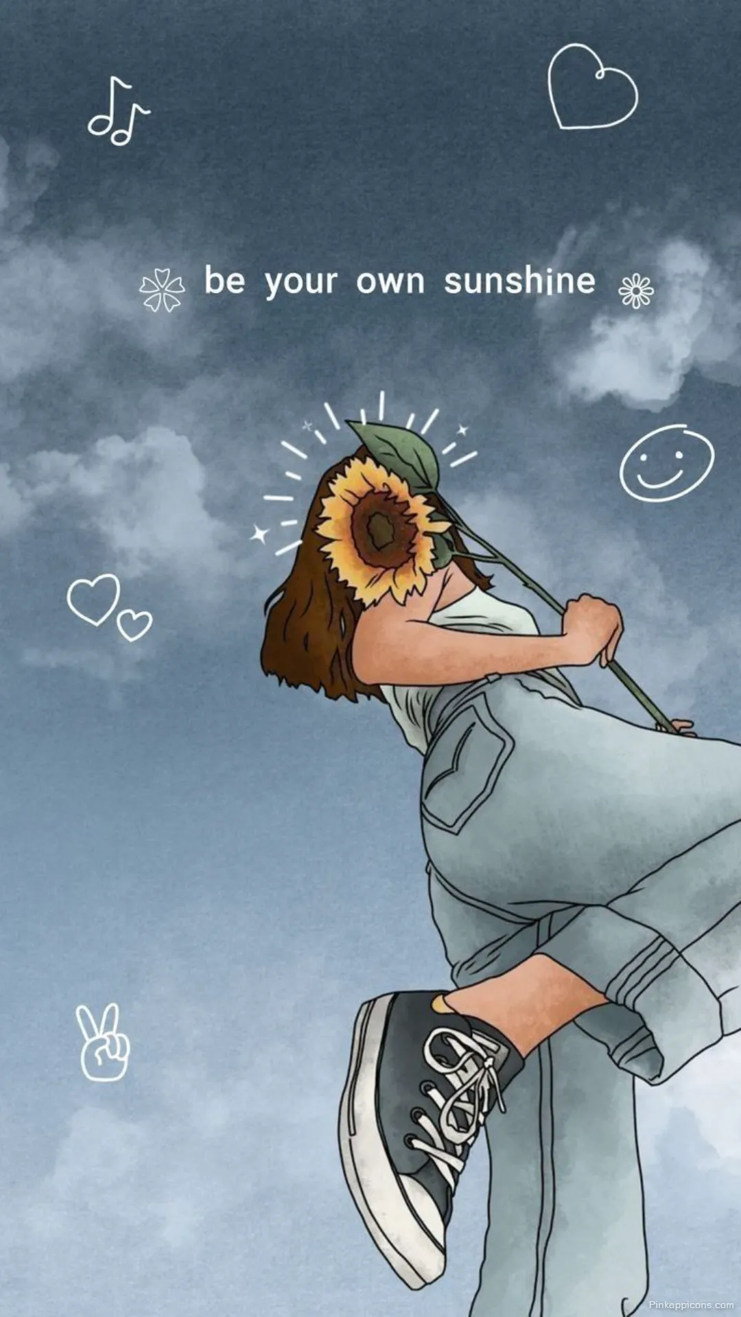 Girls Wallpaper HD Cute Anime Girl with a Sunflower on a Cloudy Sky Background Girls Wallpaper HD Cute Anime Girl with a Sunflower on a Cloudy Sky Background