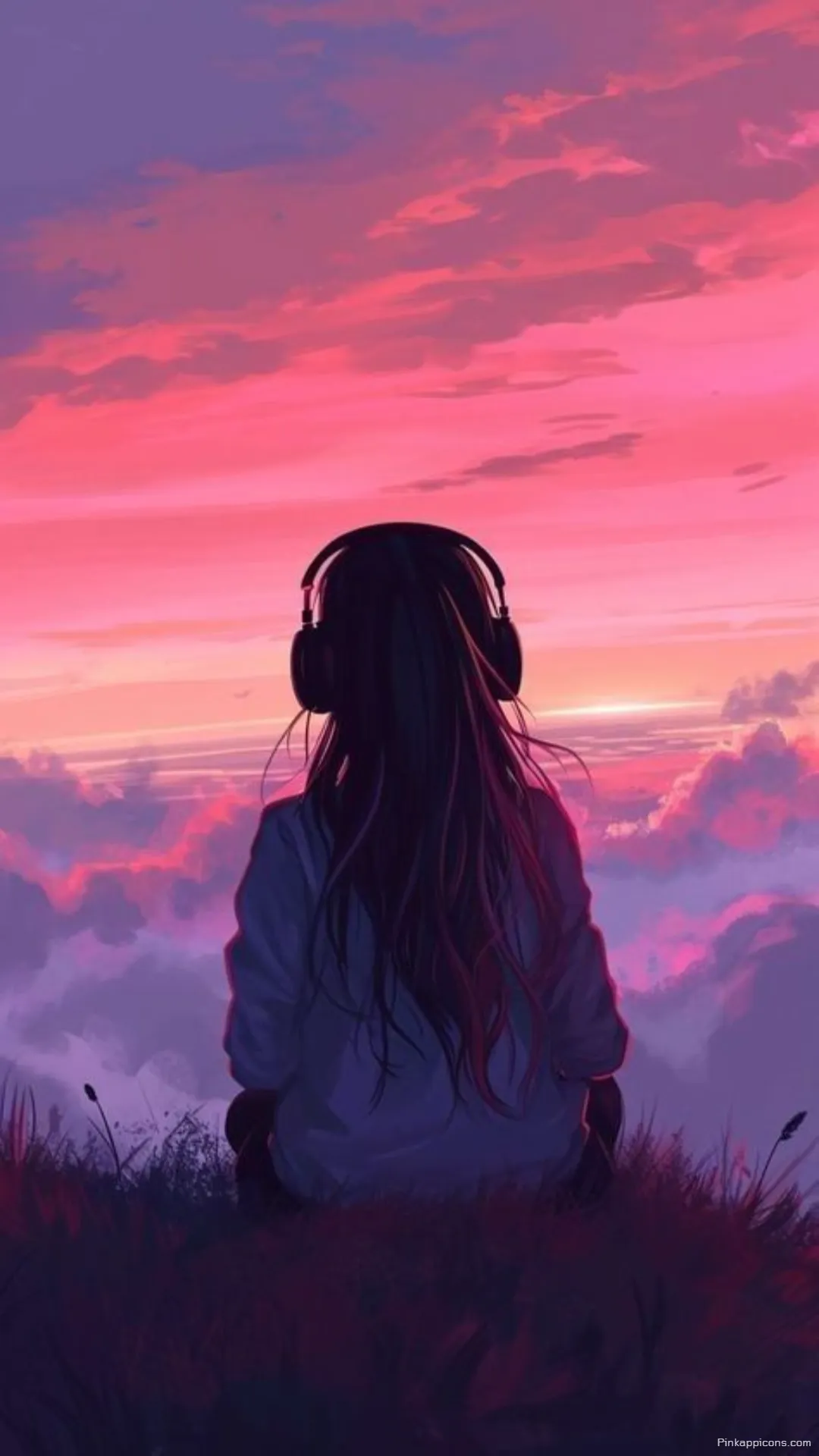 Girls Wallpaper HD Serene Anime Girl with Headphones and a Pink Sunset Girls Wallpaper HD Serene Anime Girl with Headphones and a Pink Sunset