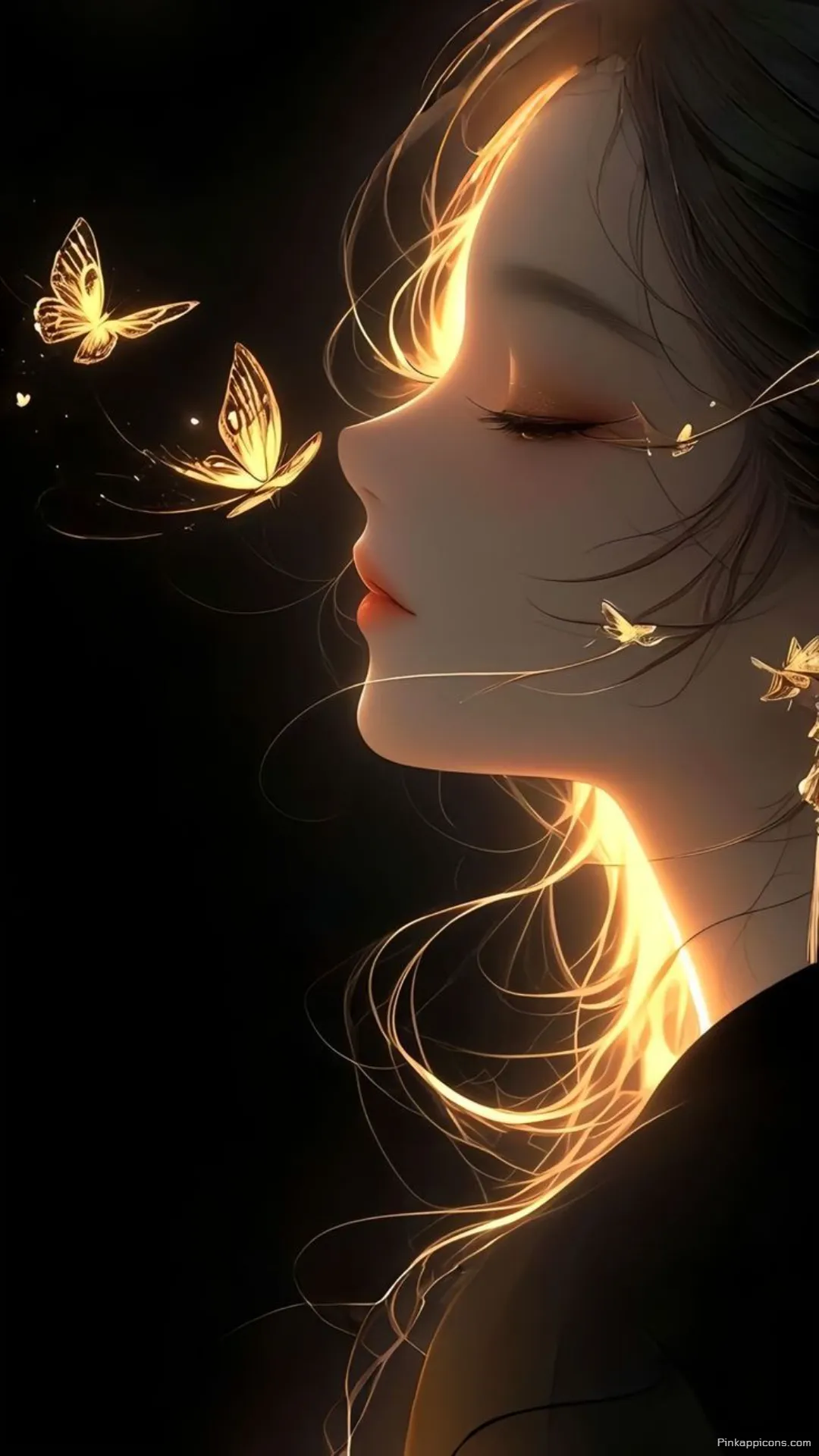 Girls Wallpaper HD Serene Anime Girl with a Golden Aura and Butterflies Girls Wallpaper HD Serene Anime Girl with a Golden Aura and Butterflies