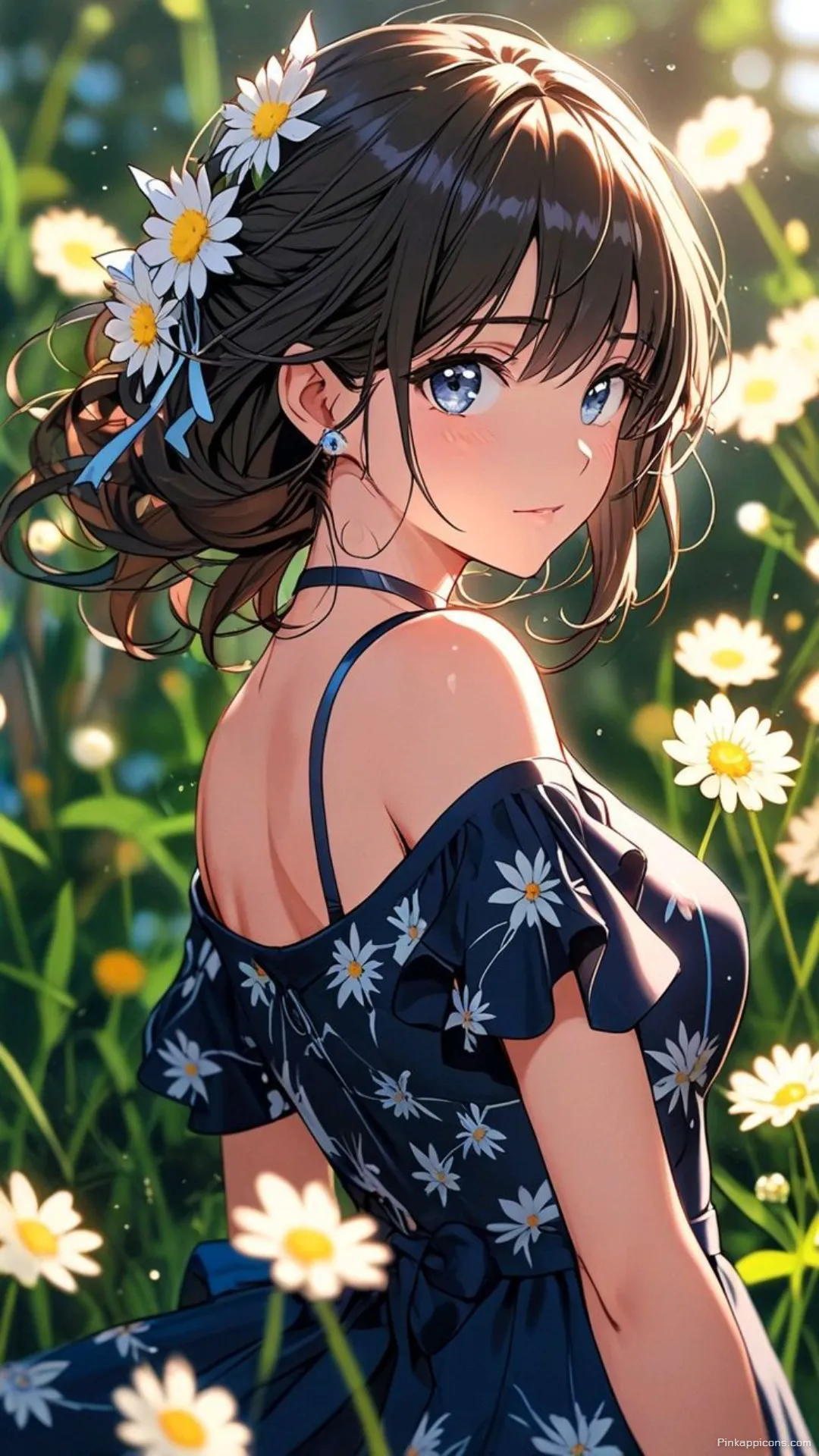 Girls Wallpaper HD Stunning Anime Girl with Blue Eyes and Daisies in Her Hair Girls Wallpaper HD Stunning Anime Girl with Blue Eyes and Daisies in Her Hair