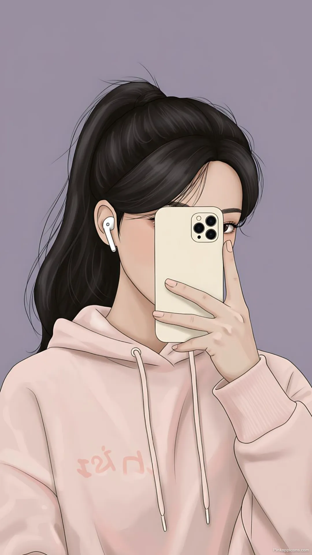 Girls Wallpaper HD Stylish Animated Girl with AirPods and a Phone Girls Wallpaper HD Stylish Animated Girl with AirPods and a Phone
