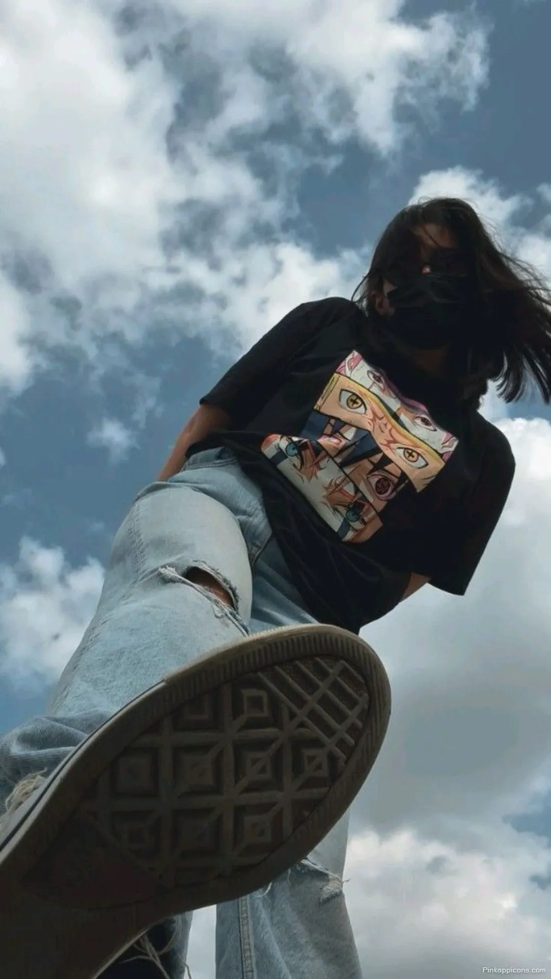 Girls Wallpaper HD Stylish Girl with a Mask and an Anime Shirt Under a Blue Sky Girls Wallpaper HD Stylish Girl with a Mask and an Anime Shirt Under a Blue Sky