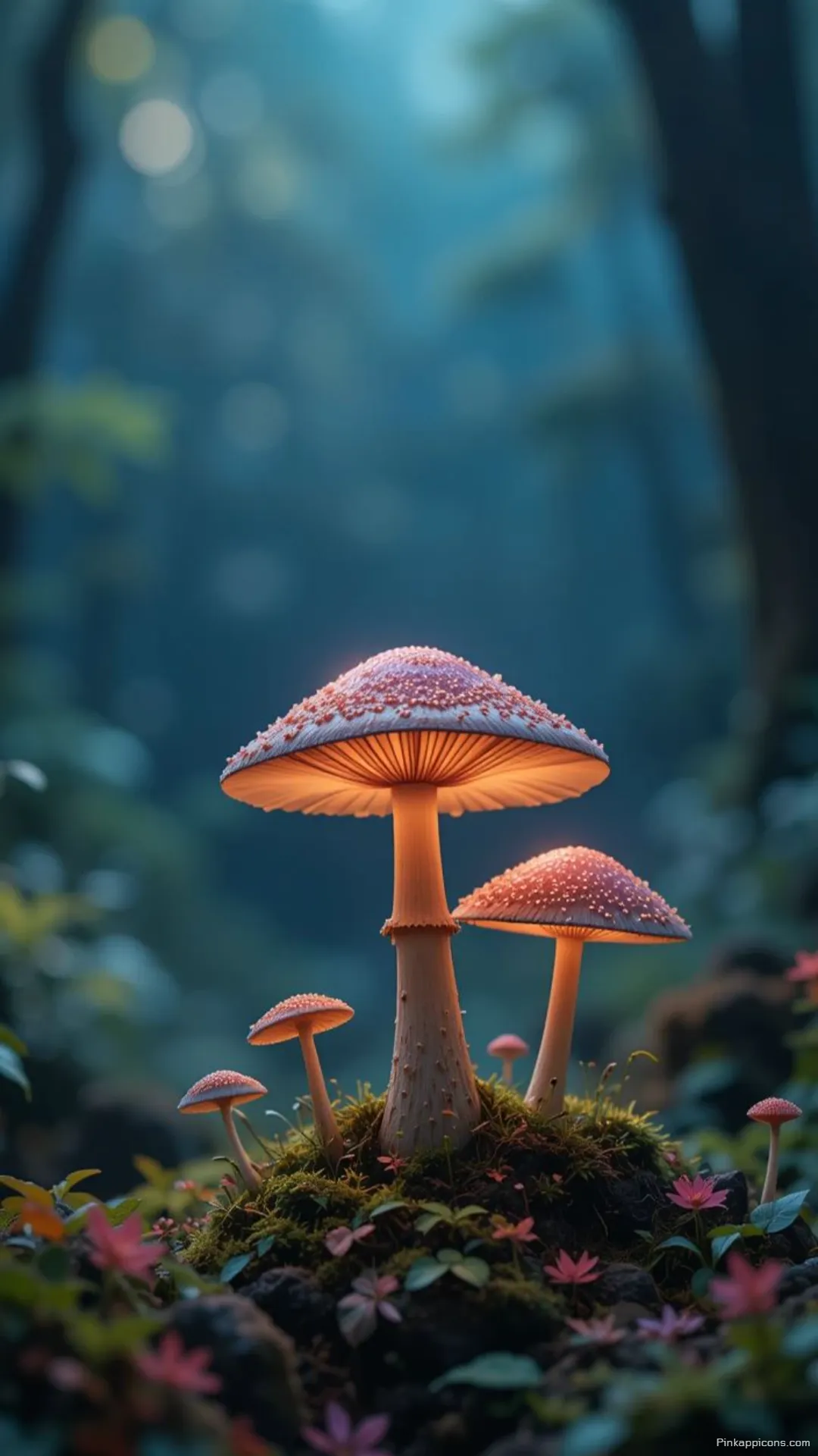 Glowing Mushrooms Nature Wallpaper for Phone Magical Forest Scene Glowing Mushrooms Nature Wallpaper for Phone Magical Forest Scene