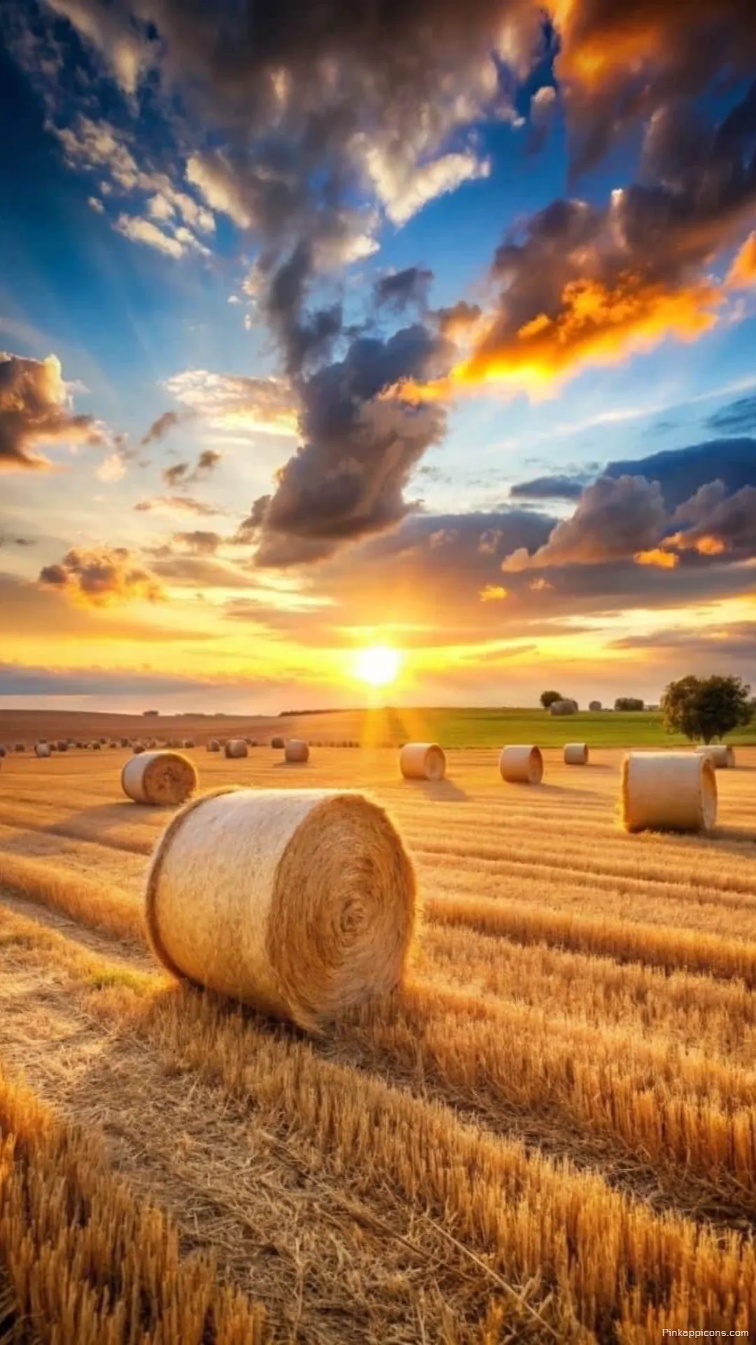 Golden Field Nature Wallpaper for Phone Sunset Hay Bales Golden Field Nature Wallpaper for Phone Sunset Hay Bales