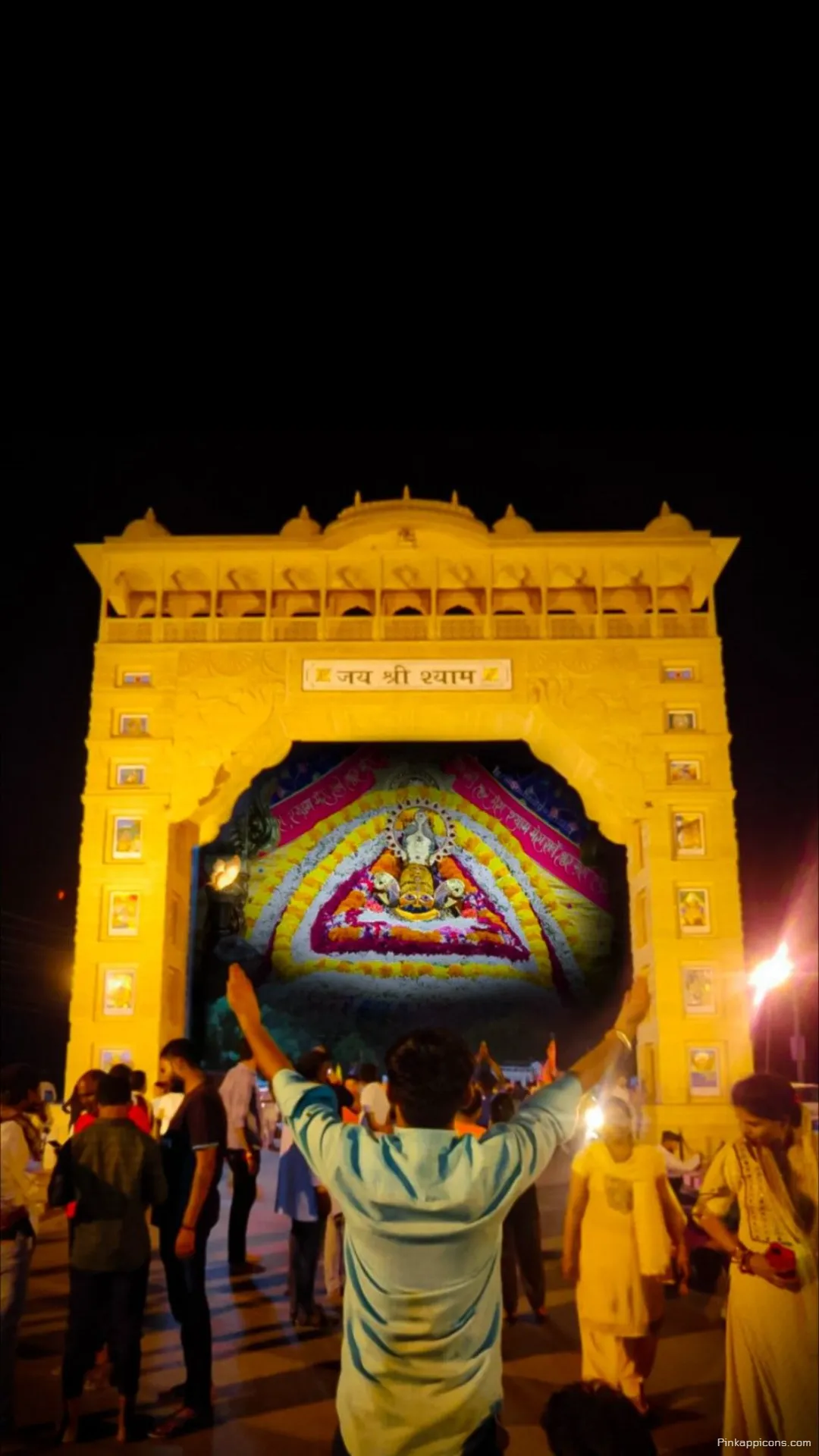 Grand Archway Entrance Jai Shree Shyam Adorned Majestic Khatushyam Ji Wallpaper for Your Phone Grand Archway Entrance ‘Jai Shree Shyam’ Adorned, Majestic Khatushyam Ji Wallpaper for Your Phone