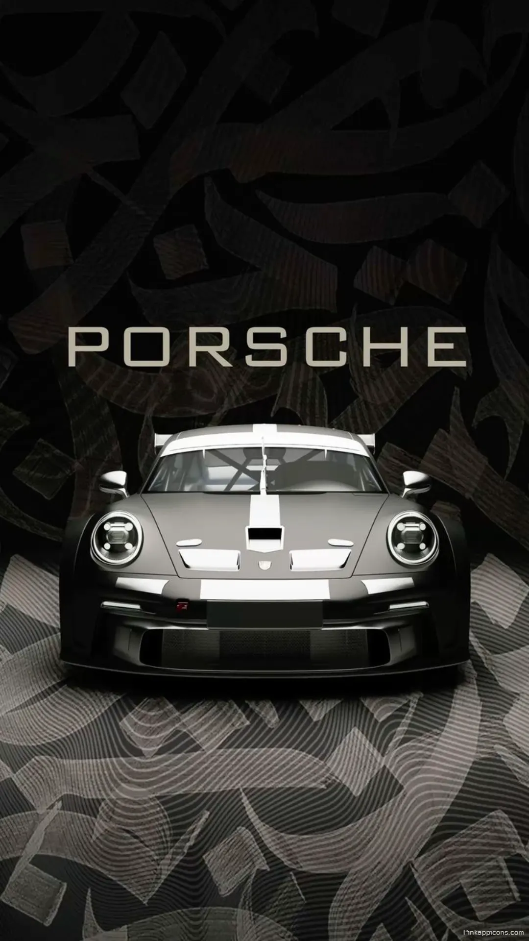 Grey Porsche with White Stripes on a Calligraphy Background A Unique Porche Wallpaper Grey Porsche with White Stripes on a Calligraphy Background A Unique Porche Wallpaper