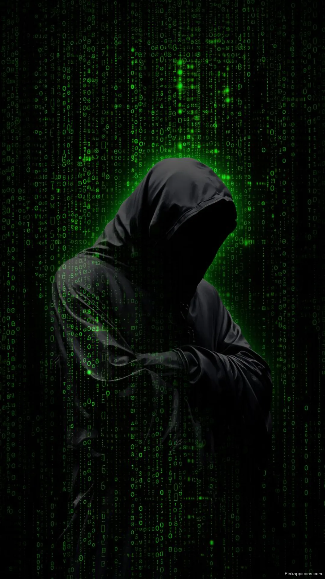 Hacker Wallpaper Hooded Figure Green Matrix Code Phone Background Hacker Wallpaper – Hooded Figure & Green Matrix Code Phone Background.