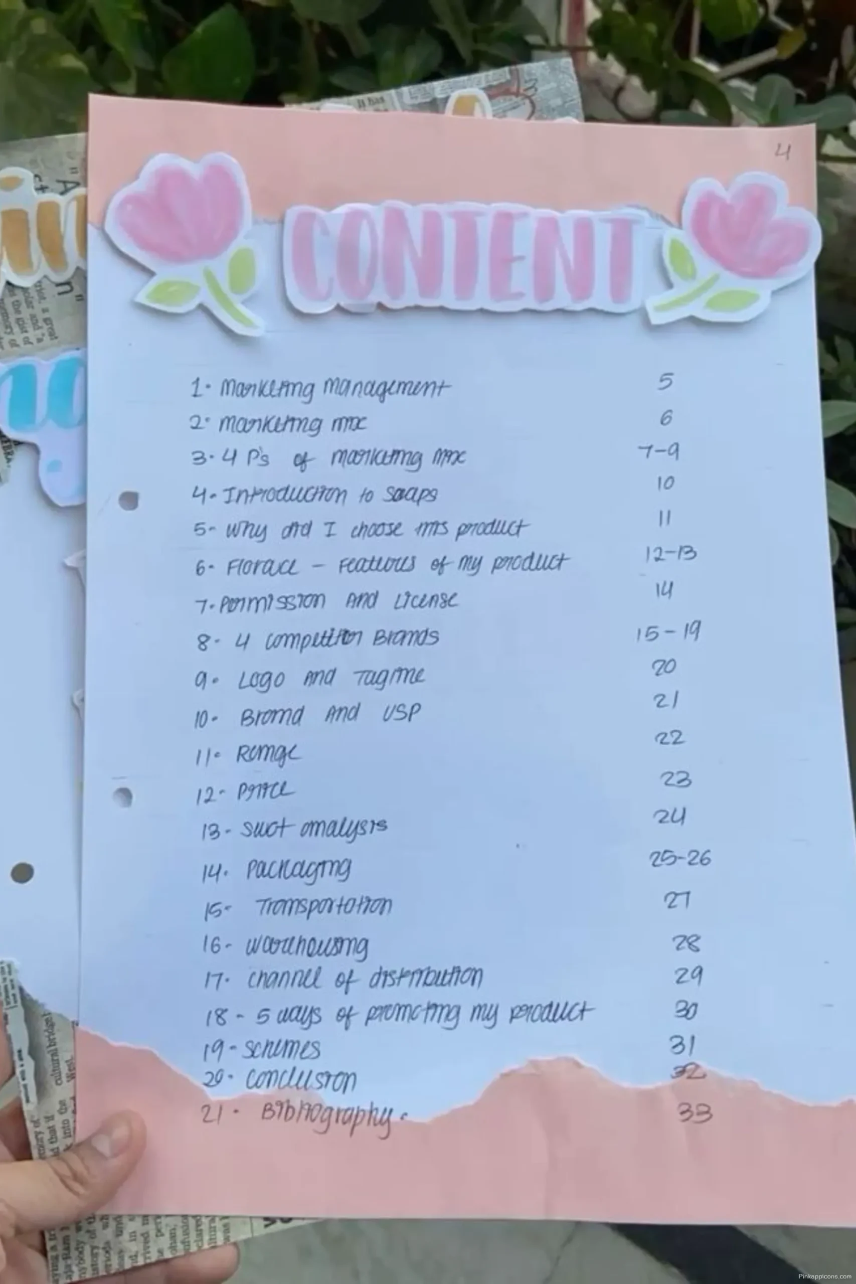 Handmade Pink Floral School Project Front Page Design Sample Creative Content Ideas scaled Handmade Pink Floral School Project Front Page Design Sample Creative Content Ideas