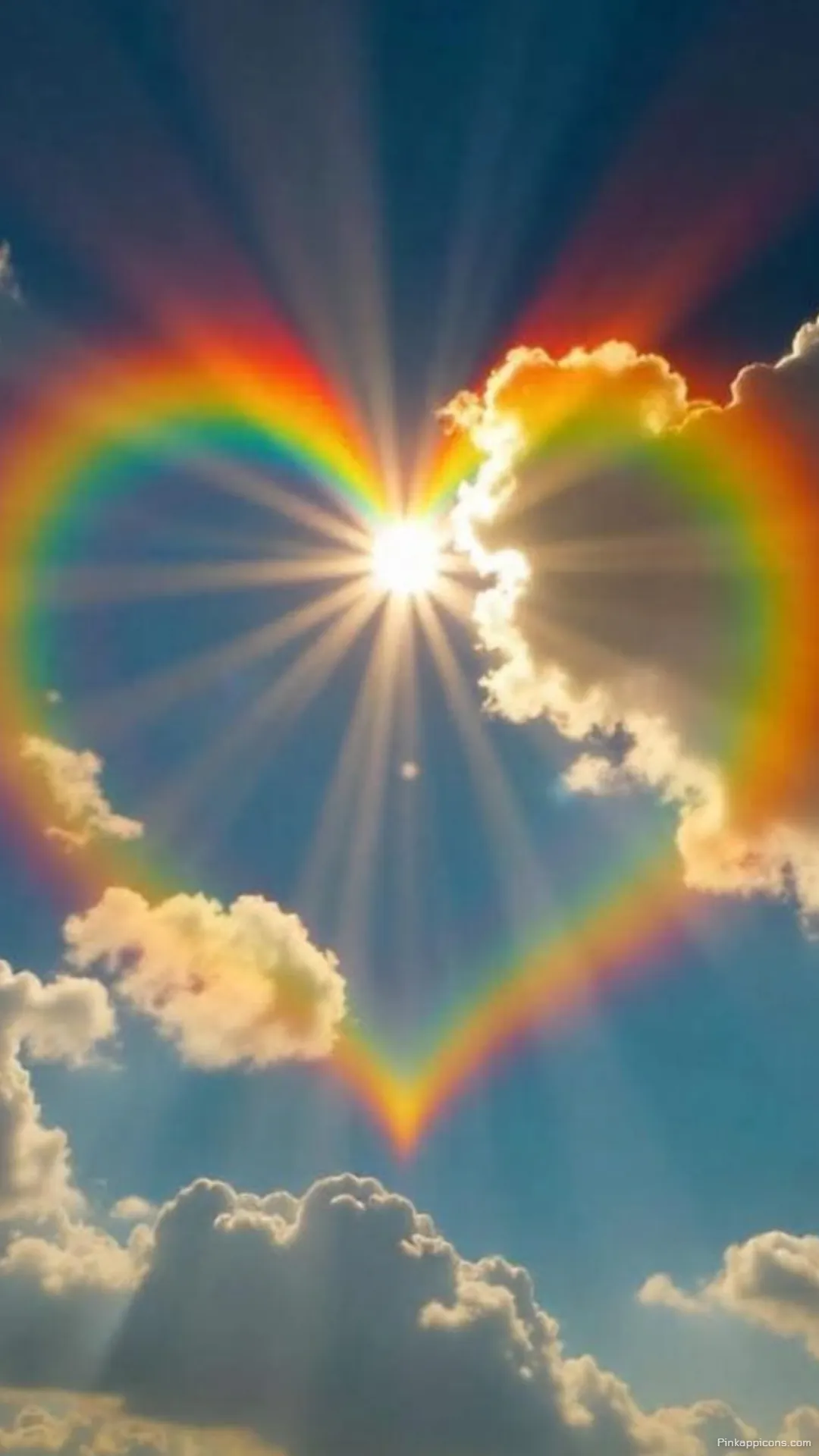 Heart Shaped Rainbow Wallpaper Sun Shining Through Clouds for Your Phone Heart-Shaped Rainbow Wallpaper Sun Shining Through Clouds for Your Phone