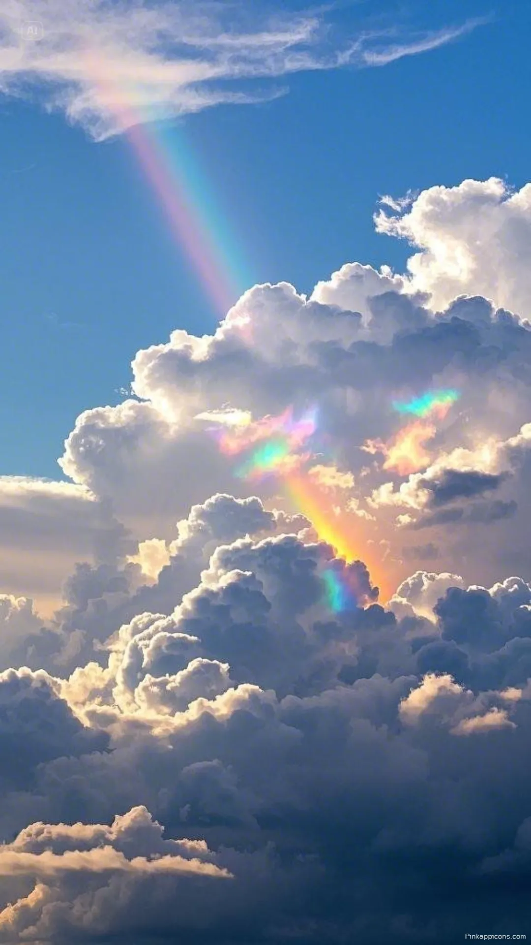 Heavenly Rainbow Wallpaper Sunlight and Colors Splitting the Cloudy Sky Heavenly Rainbow Wallpaper Sunlight and Colors Splitting the Cloudy Sky