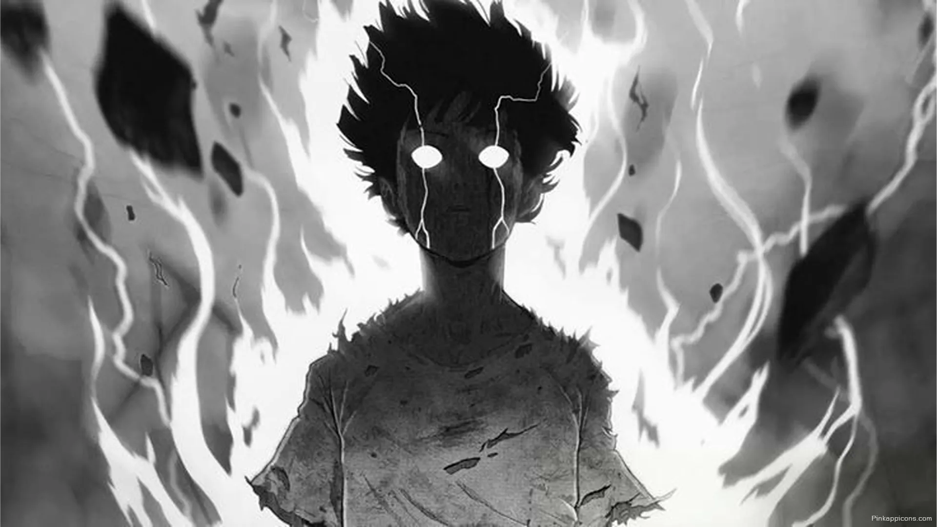 High Resolution Anime Energy 8K Wallpaper for PC Powerful Mob with Electric Aura and White Eyes Wallpaper for Desktop High-Resolution Anime Energy 8K Wallpaper for PC Powerful Mob with Electric Aura and White Eyes Wallpaper for Desktop.