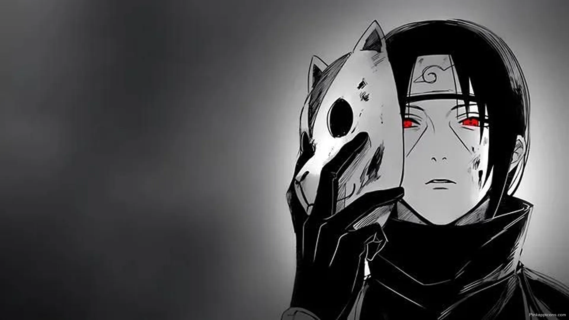High Resolution Itachi Unmasked 8K Wallpaper for PC Black and White Anime Art with Striking Red Eyes Desktop Background High-Resolution Itachi Unmasked 8K Wallpaper for PC Black and White Anime Art with Striking Red Eyes Desktop Background