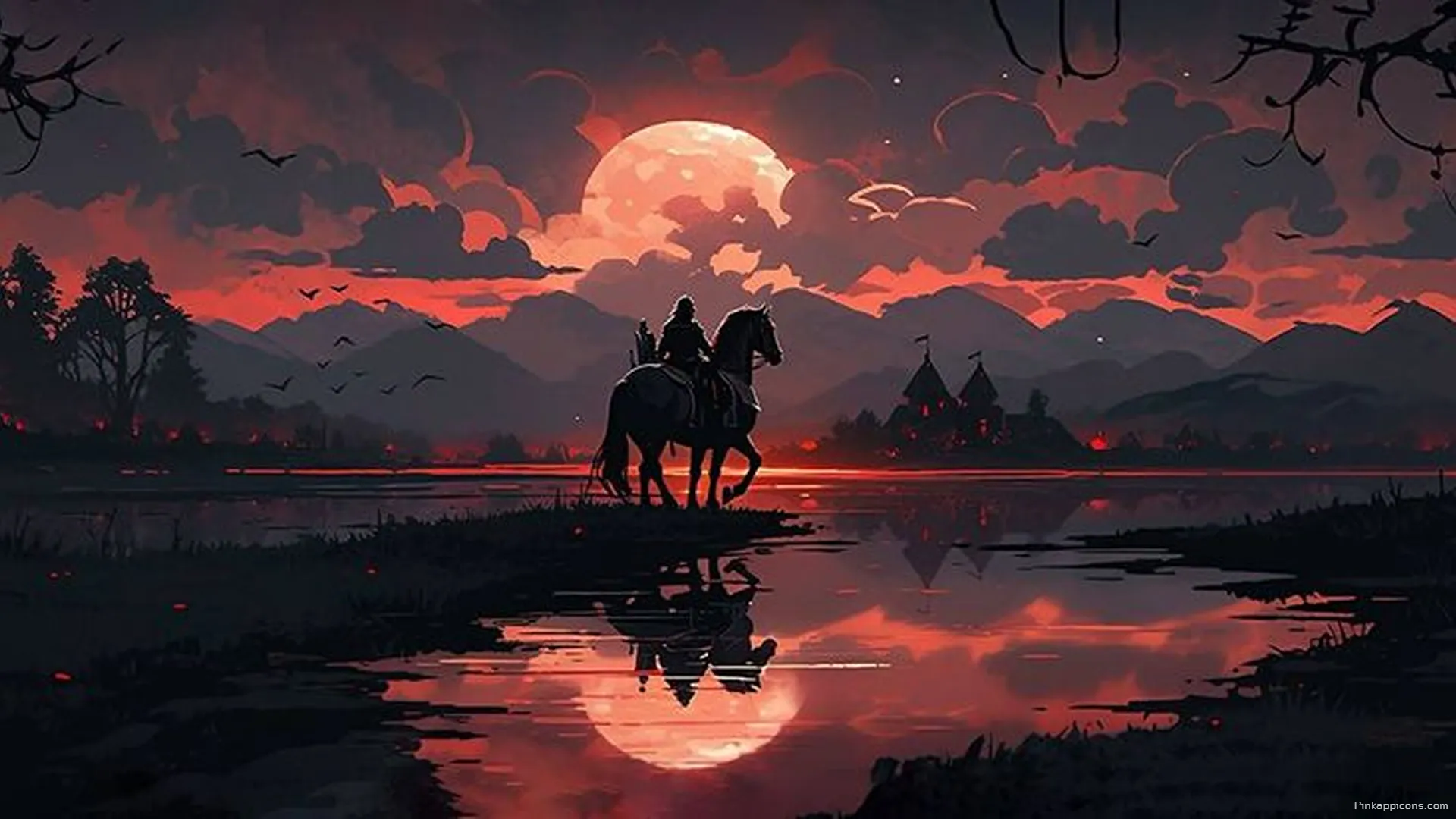 High Resolution Warrior on Horseback 8K Wallpaper for PC Red Sky Castle and Lake Wallpaper High-Resolution Warrior on Horseback 8K Wallpaper for PC Red Sky, Castle, and Lake Wallpaper