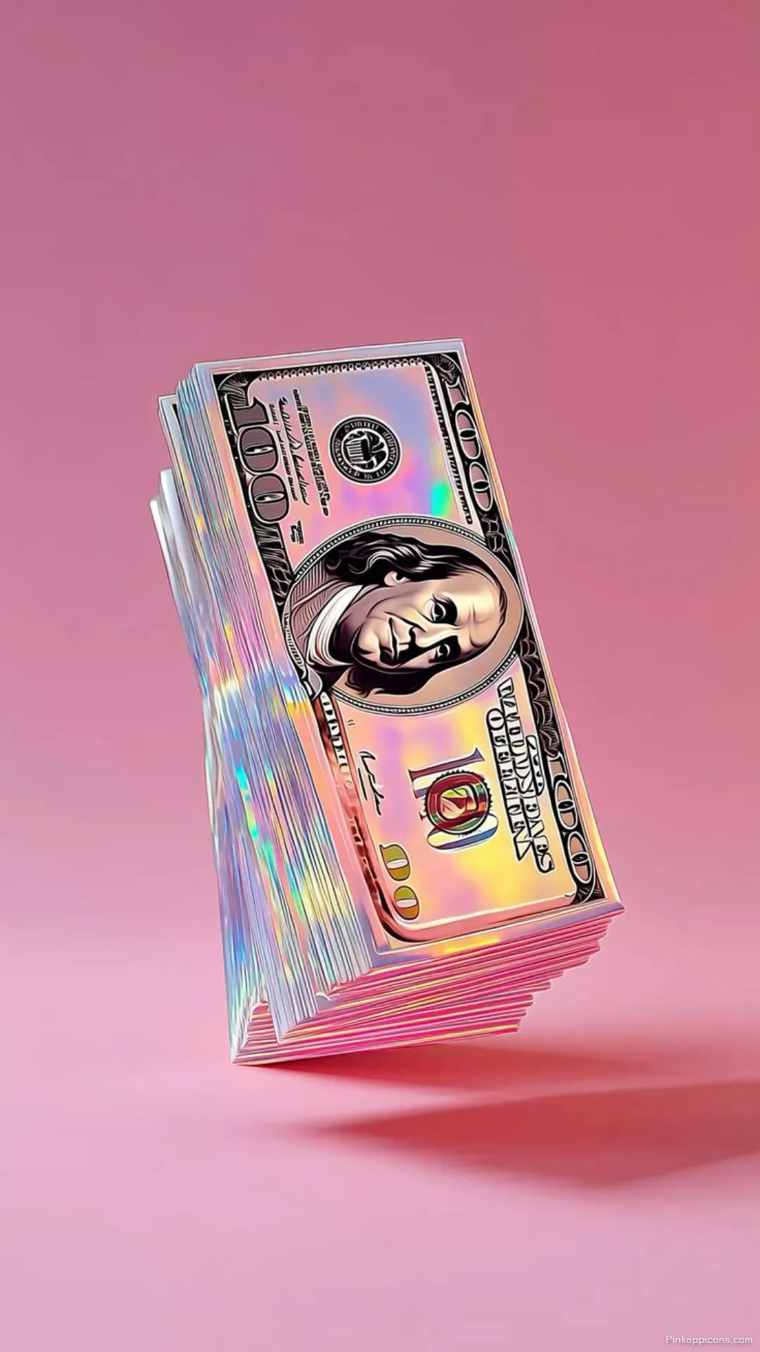Holographic Money Wallpaper for Phone Stack of Bills on Pink Holographic Money Wallpaper for Phone Stack of Bills on Pink