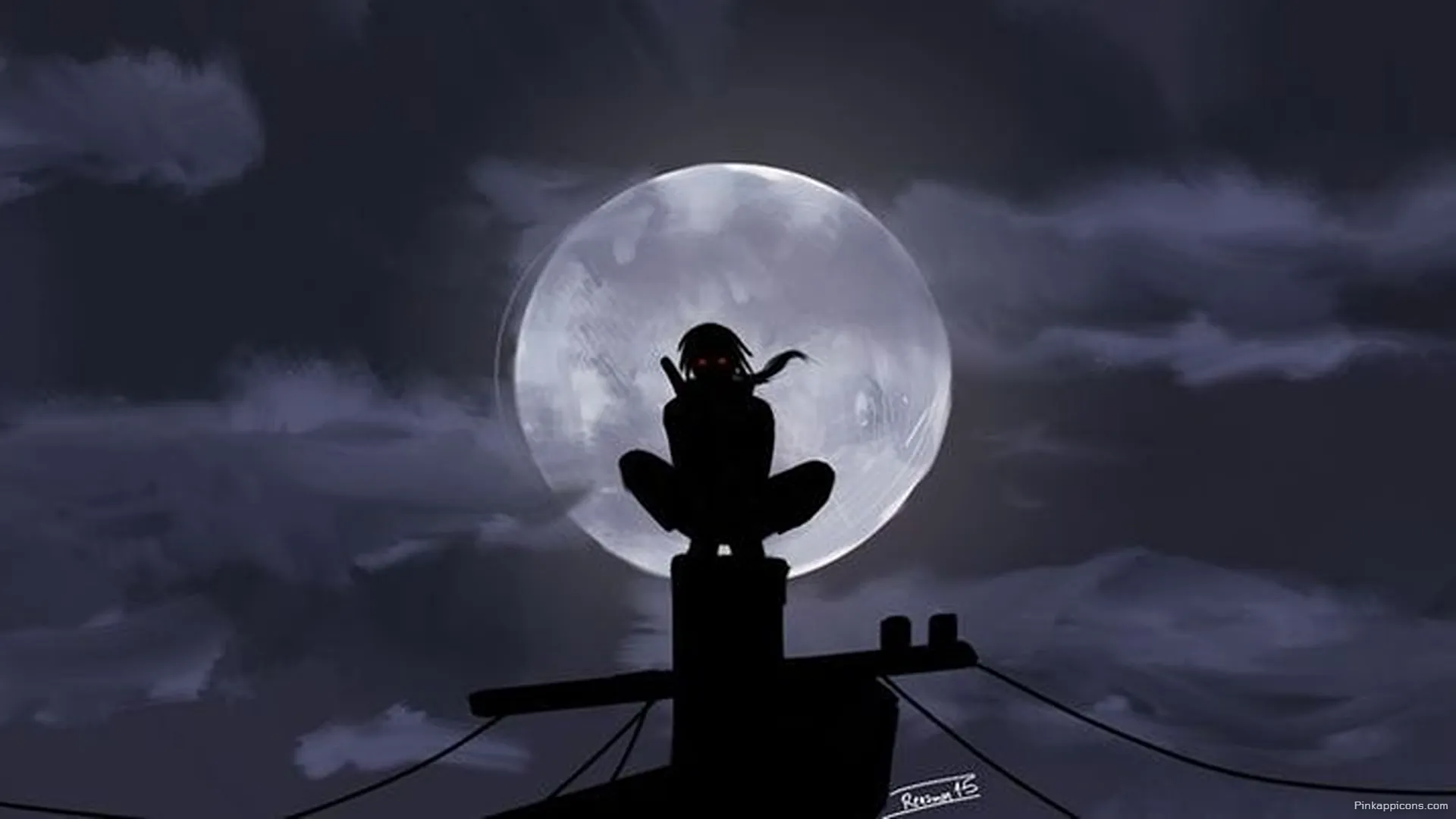 Itachi Uchiha Silhouette 8K Wallpaper for PC Red Eyed Ninja Against a Full Moon Desktop Background Itachi Uchiha Silhouette 8K Wallpaper for PC Red-Eyed Ninja Against a Full Moon Desktop Background