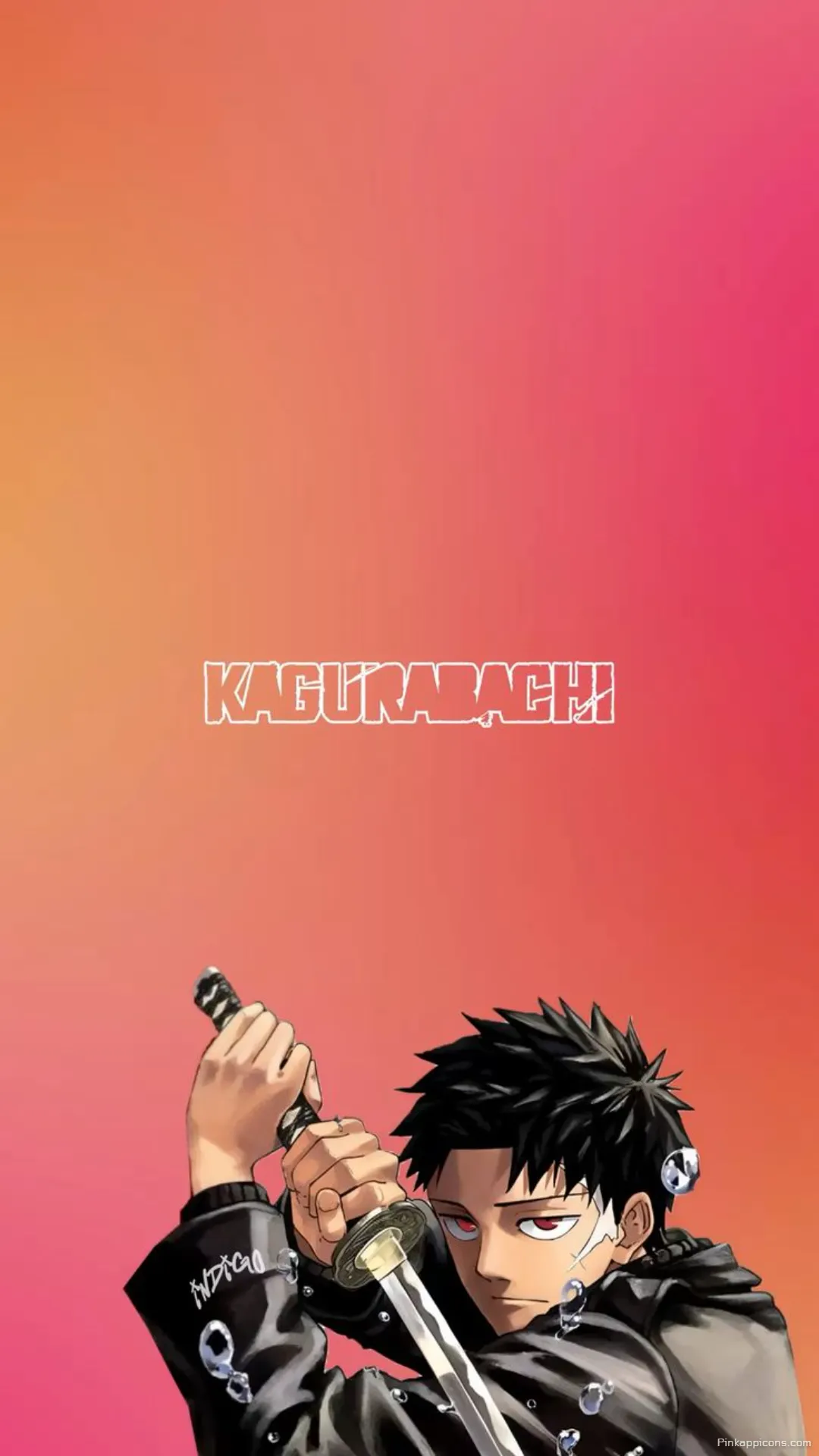 Kagurabachi Wallpaper Chihiro with Katana on Orange Pink Gradient Phone Background Kagurabachi Wallpaper Chihiro with Katana on Orange Pink Gradient Phone Background.