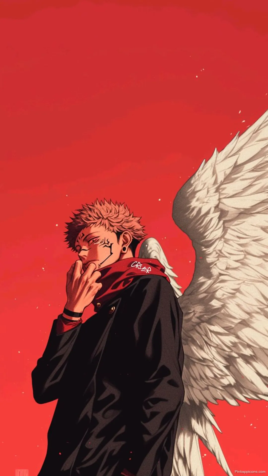 Kagurabachi Wallpaper Winged Character with Red Background Phone Wallpaper Kagurabachi Wallpaper Winged Character with Red Background Phone Wallpaper.