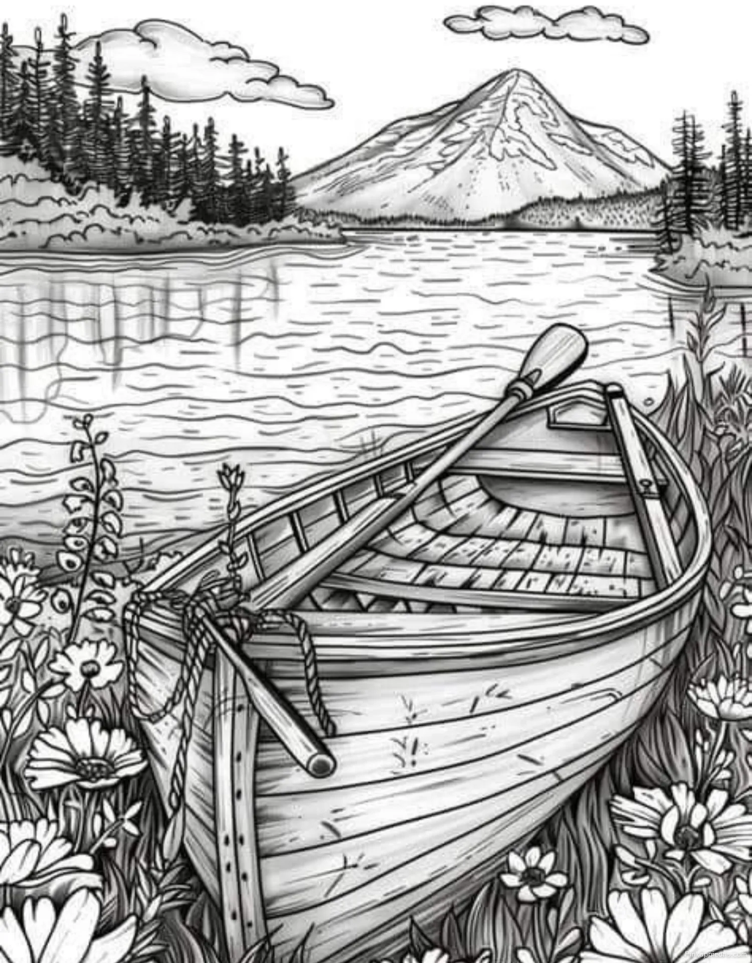 Landscape Drawing Ideas Detailed Lakeside View with a Boat Landscape Drawing Ideas Detailed Lakeside View with a Boat