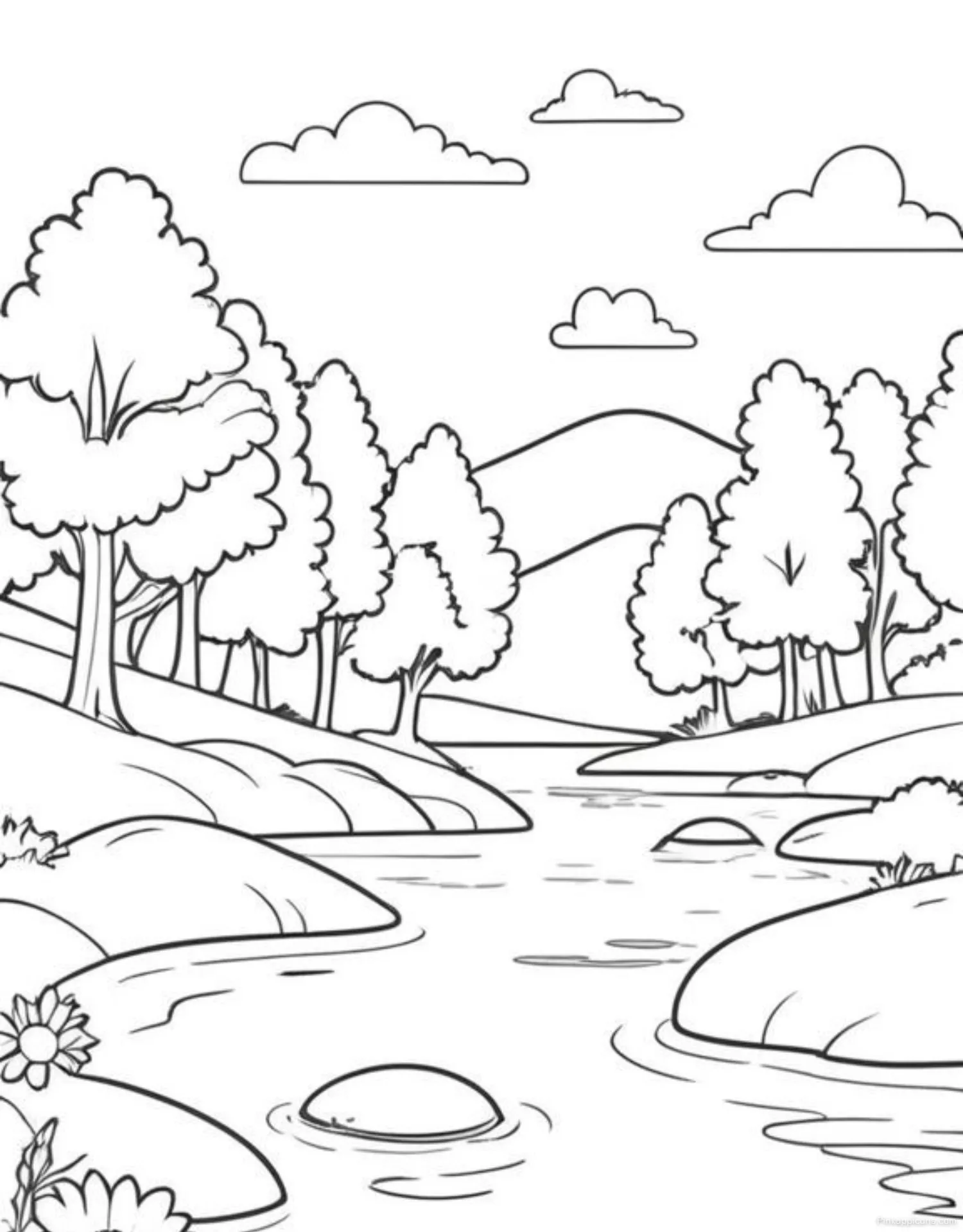 Landscape Drawing Ideas Forest Stream with Mountains Landscape Drawing Ideas Forest Stream with Mountains