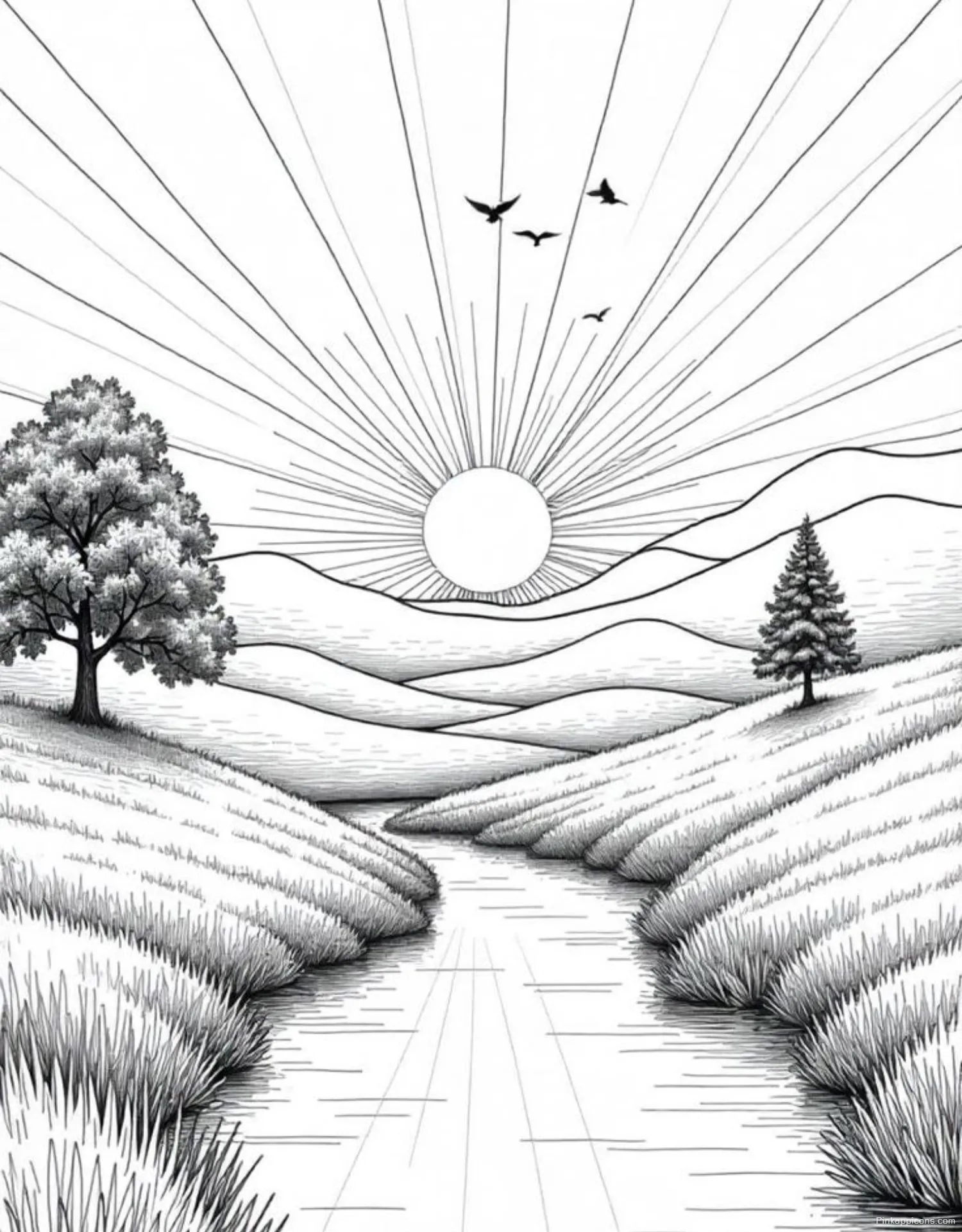 Landscape Drawing Ideas River Flowing Through Rolling Hills Landscape Drawing Ideas River Flowing Through Rolling Hills
