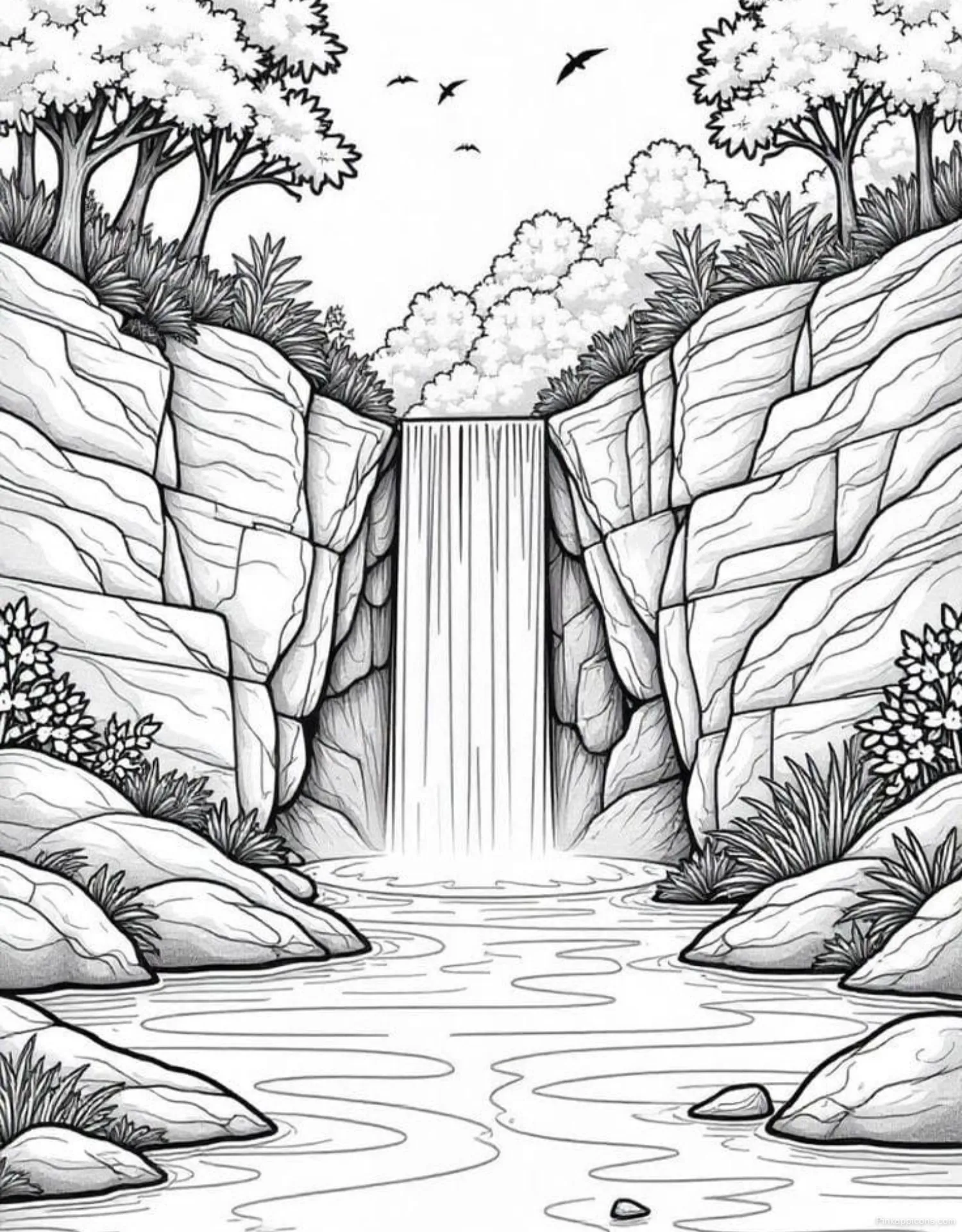 Landscape Drawing Ideas Waterfall in a Rocky Gorge Landscape Drawing Ideas Waterfall in a Rocky Gorge
