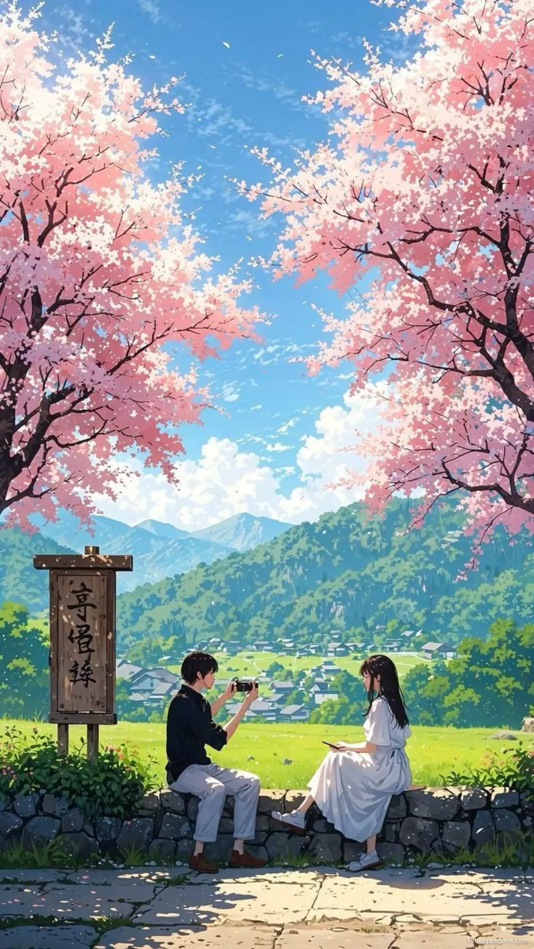 Love Wallpaper Anime Couple Under Cherry Blossom Trees Phone Background Love Wallpaper Anime Couple Under Cherry Blossom Trees Phone Background.