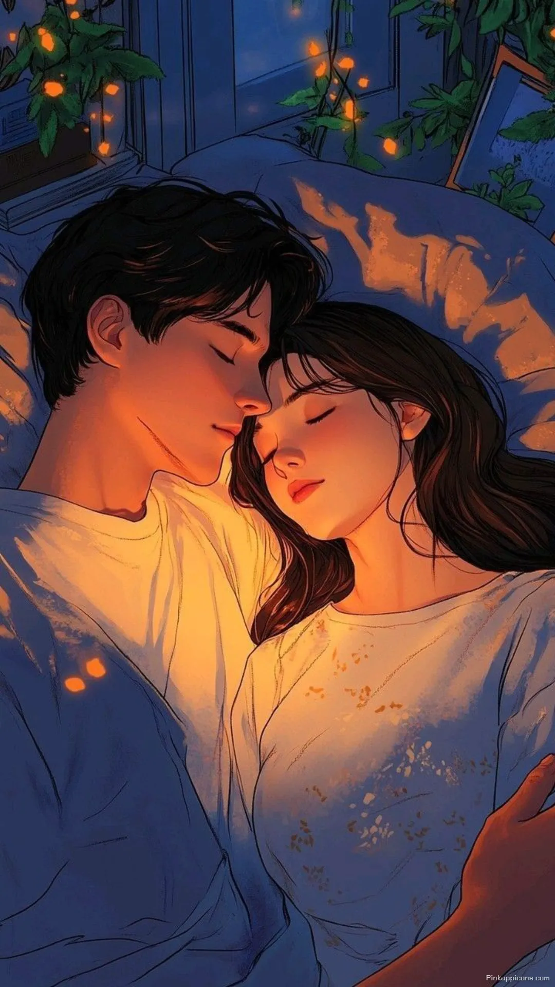 Love Wallpaper Peaceful Anime Couple Sleeping in Warm Light Phone Background Love Wallpaper Peaceful Anime Couple Sleeping in Warm Light Phone Background.