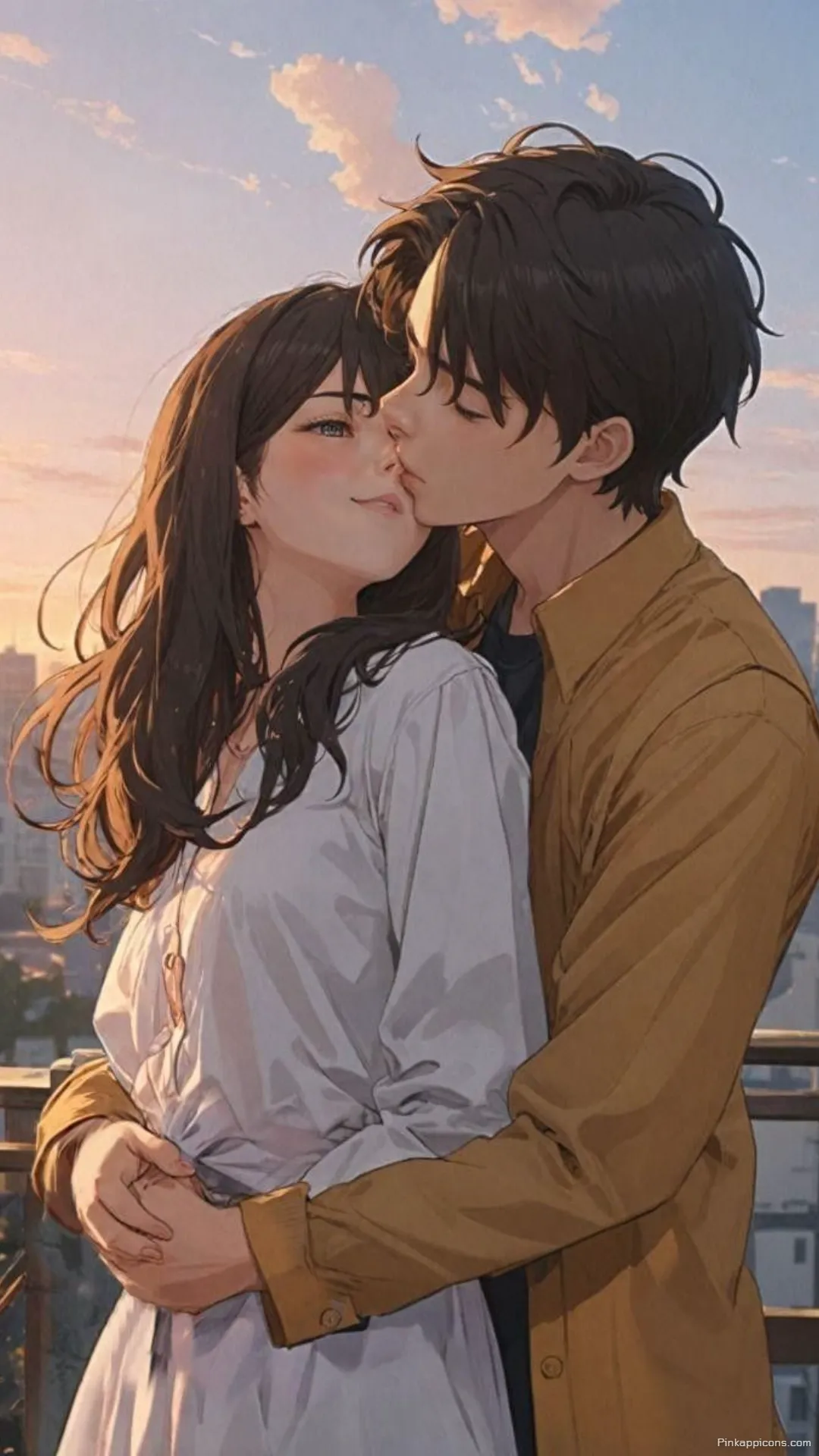 Love Wallpaper Romantic Anime Couple Kissing at Sunset Phone Wallpaper Love Wallpaper Romantic Anime Couple Kissing at Sunset Phone Wallpaper.
