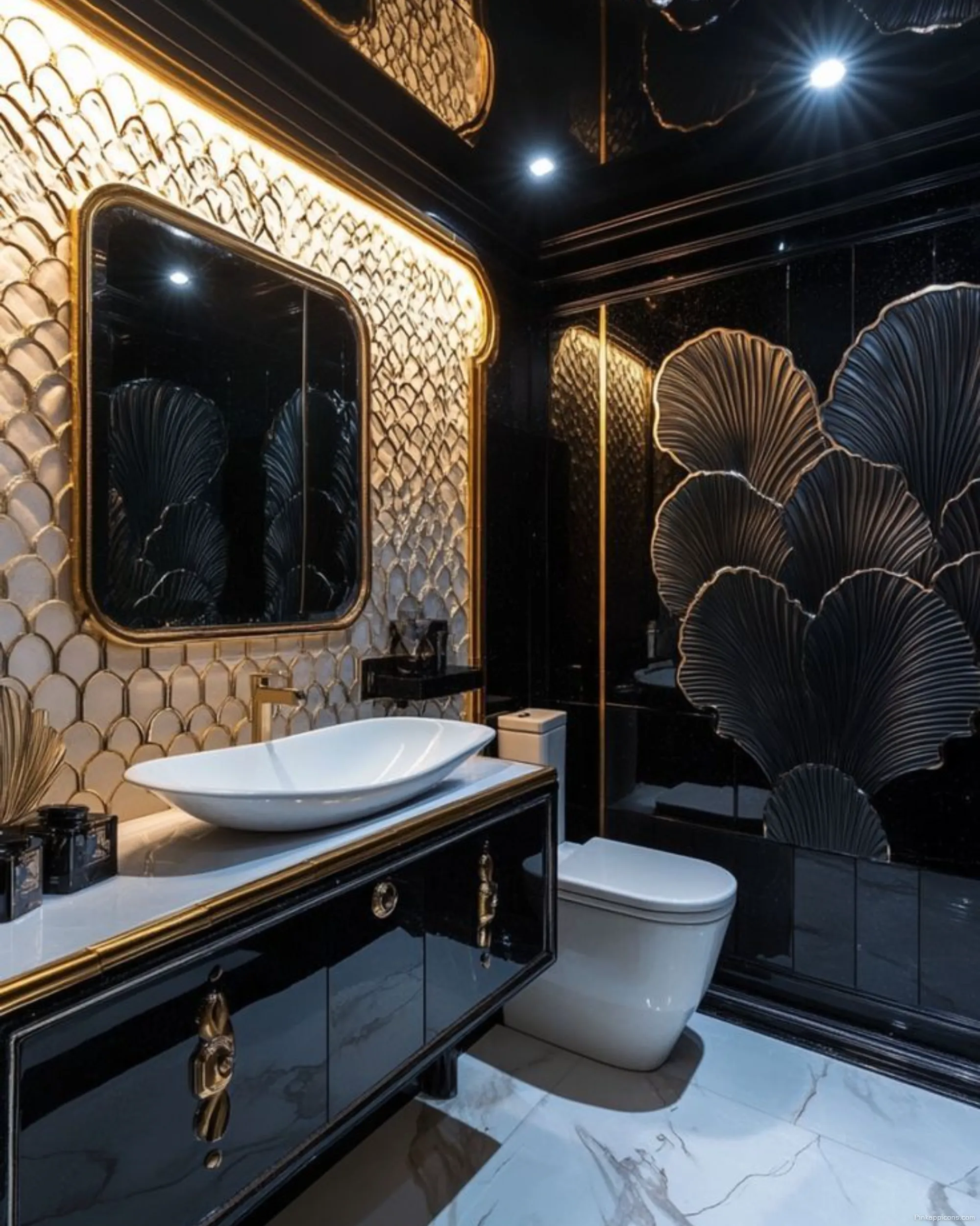 Luxurious Black and Gold Bathroom Wallpaper Ideas Elegant Details Luxurious Black and Gold Bathroom Wallpaper Ideas Elegant Details