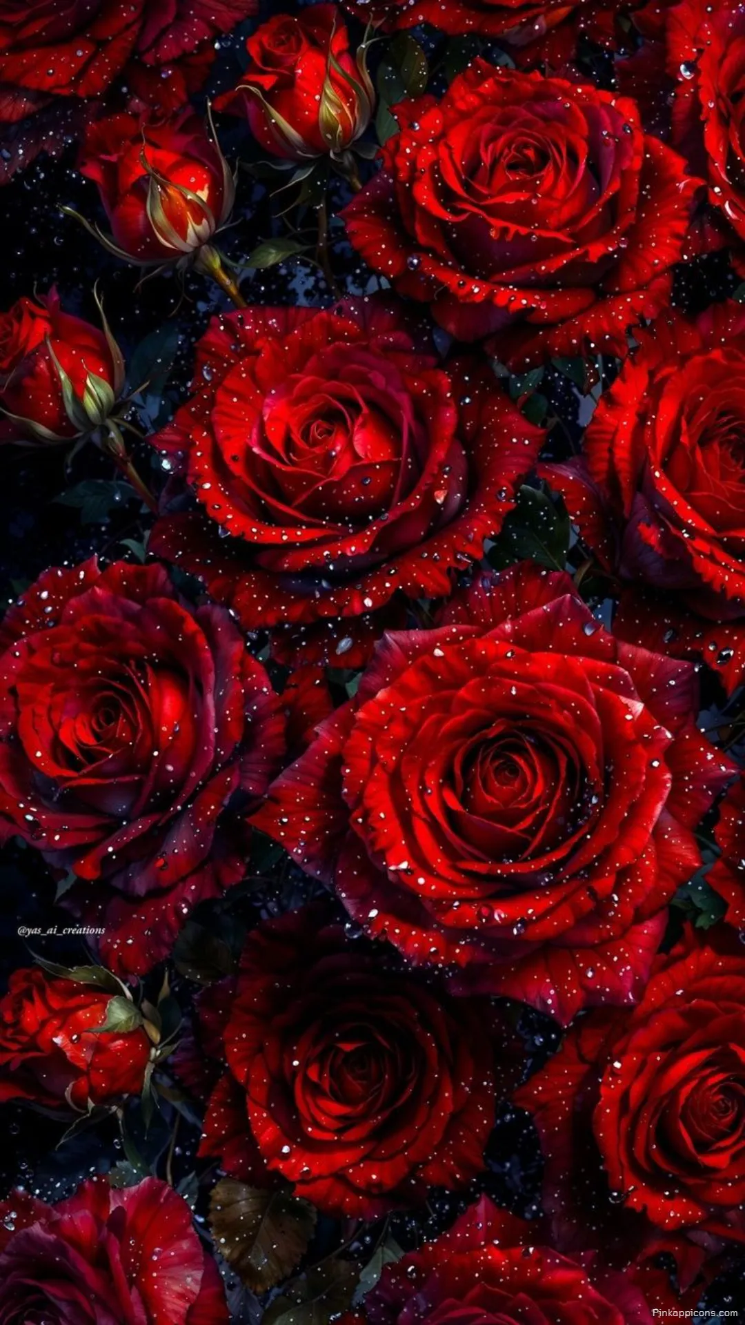 Luxurious Red Rose Wallpaper Glistening with Water Intense Floral Mobile Display Luxurious Red Rose Wallpaper, Glistening with Water – Intense Floral Mobile Display