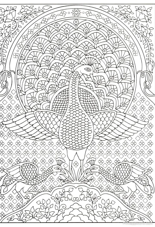 Majestic Peacock Drawing with Two Smaller Peacocks An Ornate Coloring Page DRAWING IDEAS Majestic Peacock Drawing with Two Smaller Peacocks An Ornate Coloring Page DRAWING IDEAS