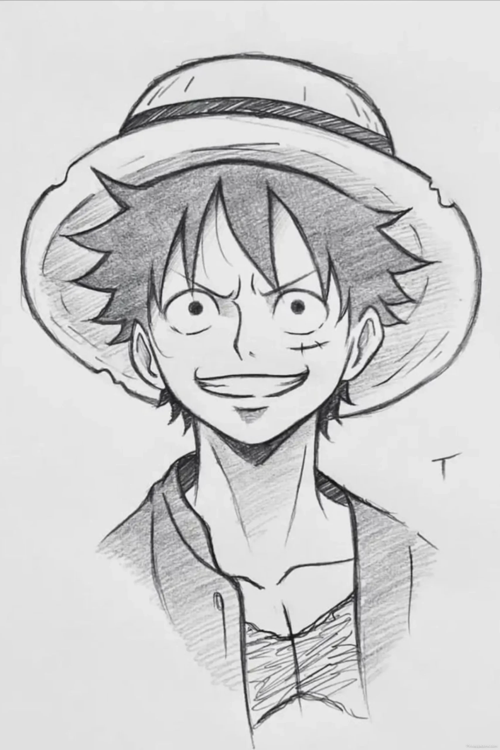 Master the Straw Hat Look An Expressive Luffy Pencil Sketch for Anime Drawing Practice scaled Master the Straw Hat Look An Expressive Luffy Pencil Sketch for Anime Drawing Practice.