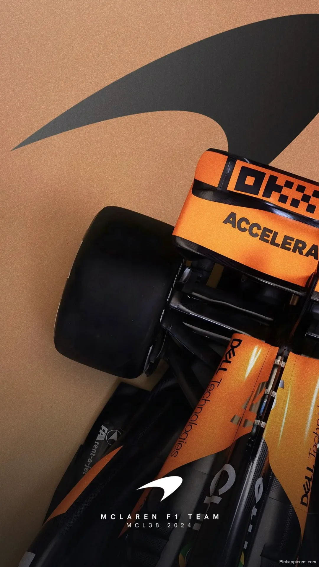 McLaren F1 Team MCL38 2024 Wallpaper Dynamic Orange and Black Race Car Phone Background McLaren F1 Team MCL38 2024 Wallpaper – Dynamic Orange and Black Race Car Phone Background