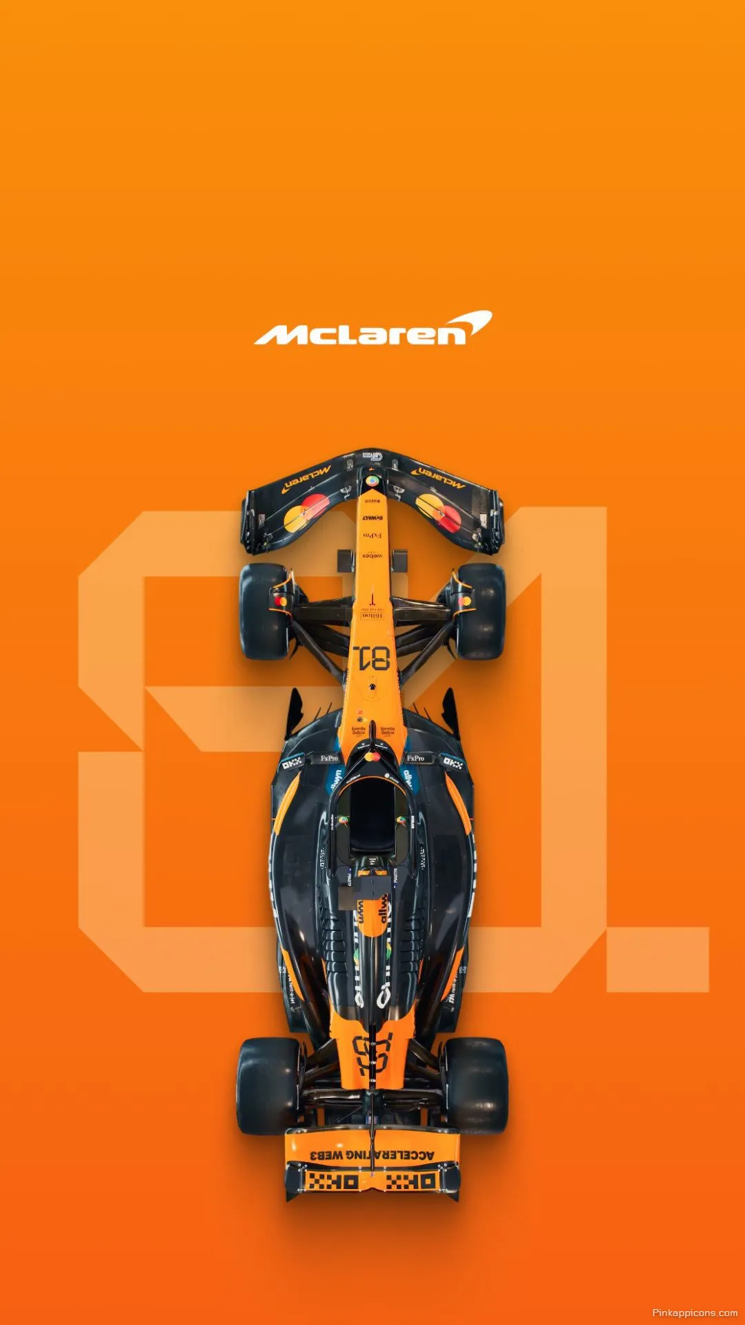 McLaren F1 Wallpaper Overhead View of Orange and Black Race Car for Phones McLaren F1 Wallpaper – Overhead View of Orange and Black Race Car for Phones