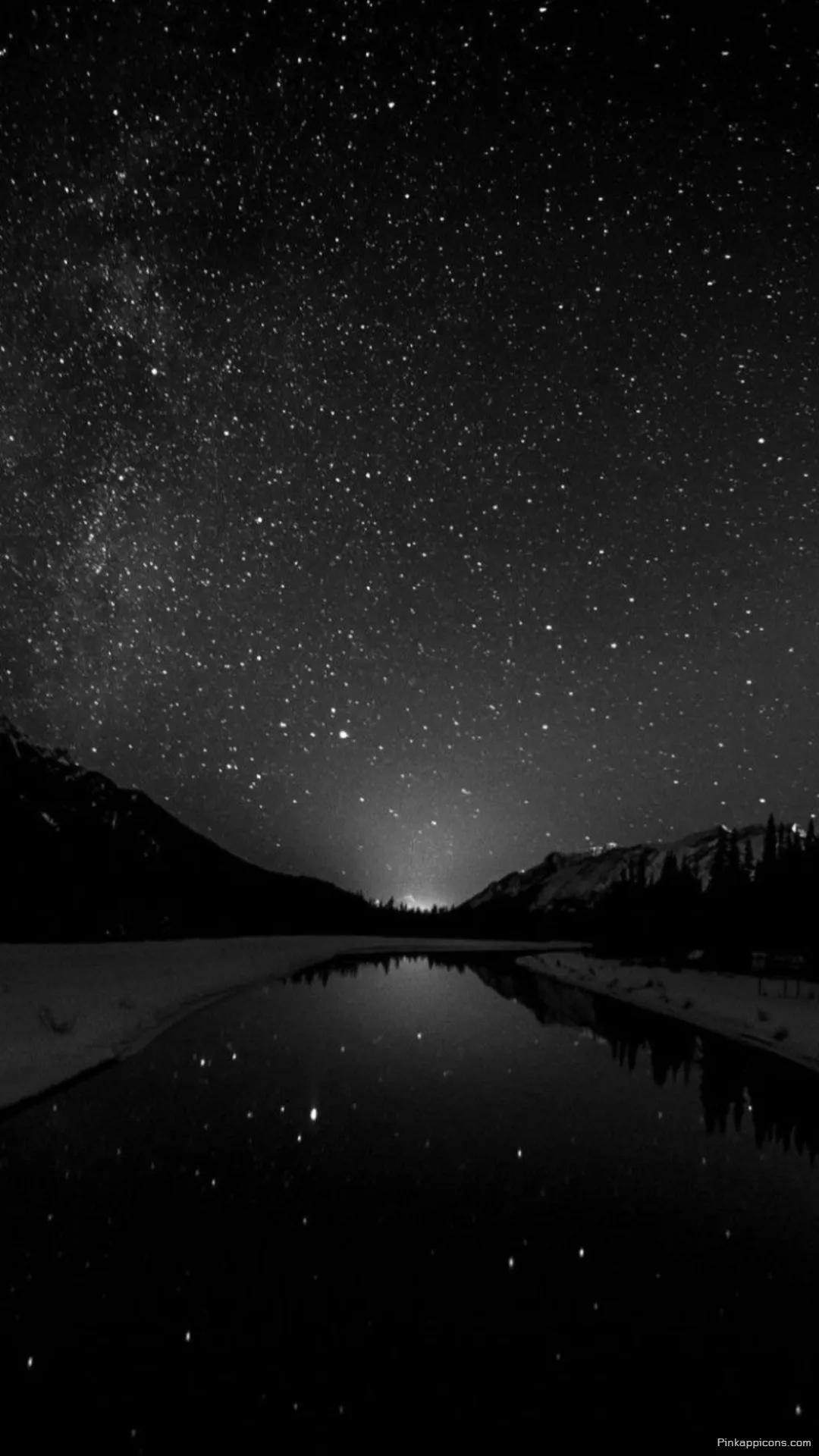Milky Way Star Wallpaper A Monochrome Cosmic View Over a Calm Lake for Your Phone Screen Milky Way Star Wallpaper A Monochrome Cosmic View Over a Calm Lake for Your Phone Screen