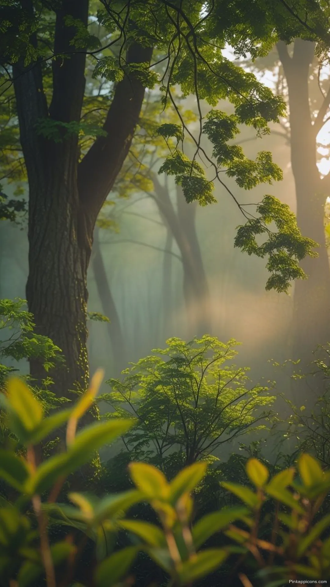 Misty Forest Nature Wallpaper for Phone Sunbeams in the Trees Misty Forest Nature Wallpaper for Phone Sunbeams in the Trees