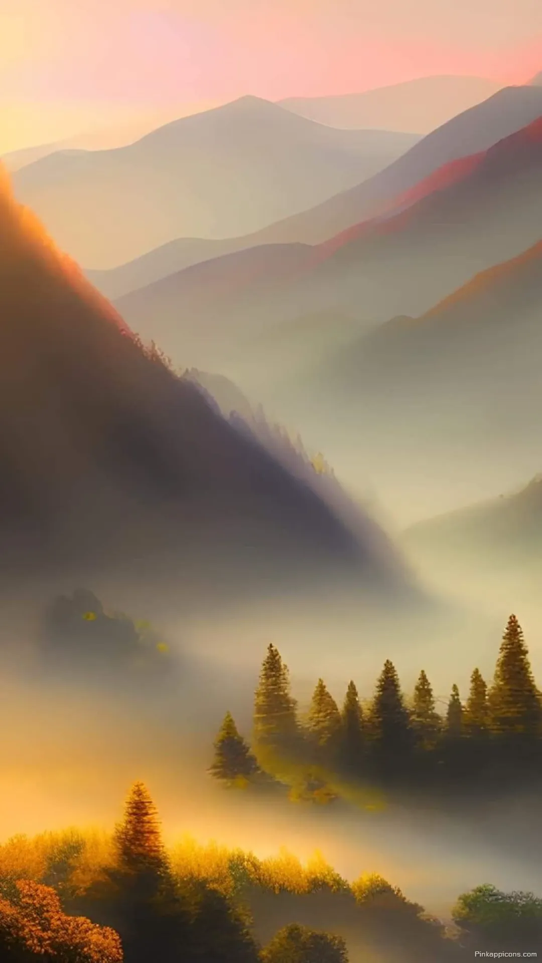 Misty Mountain Nature Wallpaper for Phone Hazy Valley at Dawn Misty Mountain Nature Wallpaper for Phone Hazy Valley at Dawn