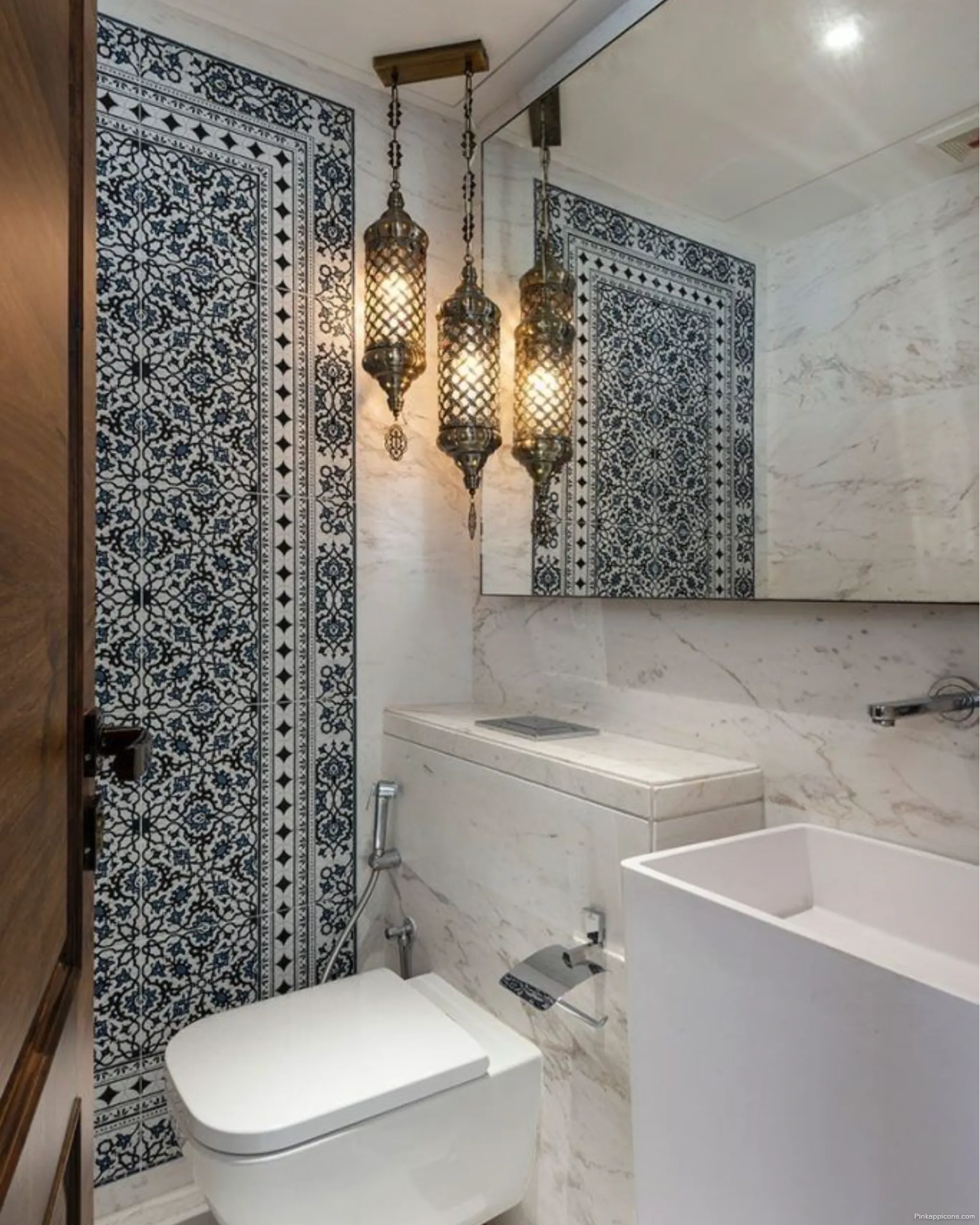 Moroccan Tile Bathroom Wallpaper Ideas Traditional Blue and White Design Moroccan Tile Bathroom Wallpaper Ideas Traditional Blue and White Design