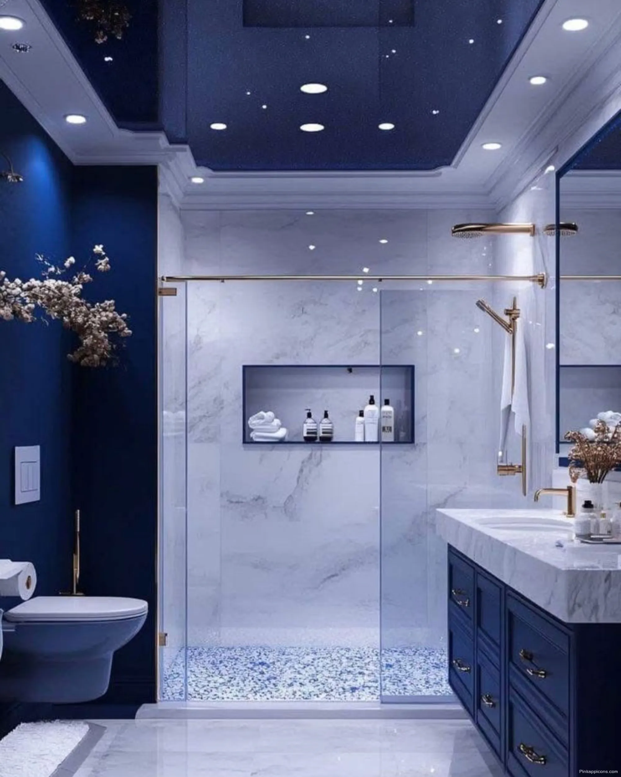 Navy Blue Bathroom Wallpaper Ideas A Celestial and Modern Design Navy Blue Bathroom Wallpaper Ideas A Celestial and Modern Design