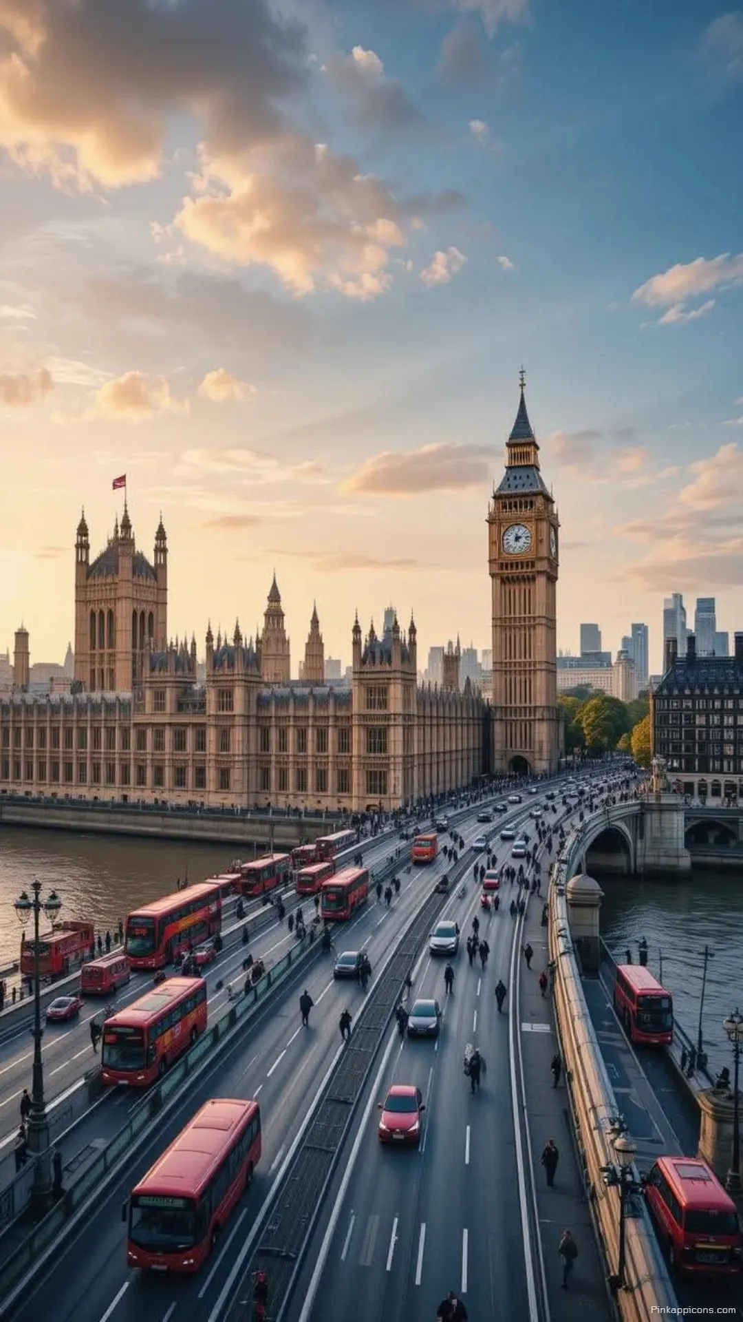 New York Wallpaper Majestic London Parliament and Big Ben on a Busy Bridge New York Wallpaper Majestic London Parliament and Big Ben on a Busy Bridge