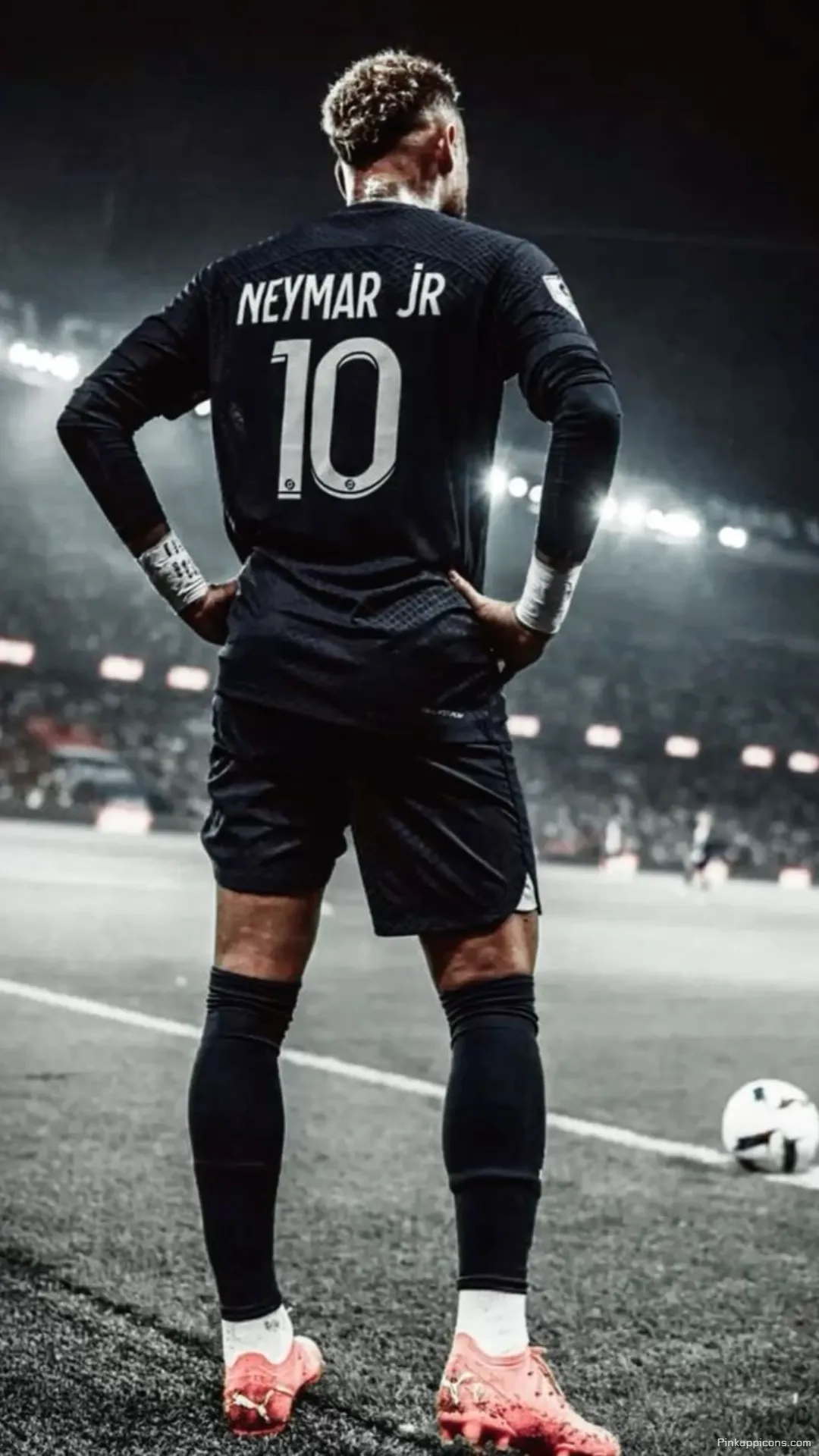 Neymar Jr. Wallpaper A high quality photo of Neymar on the field with a soccer ball great for a phone wallpaper Neymar Jr. Wallpaper A high-quality photo of Neymar on the field with a soccer ball, great for a phone wallpaper.