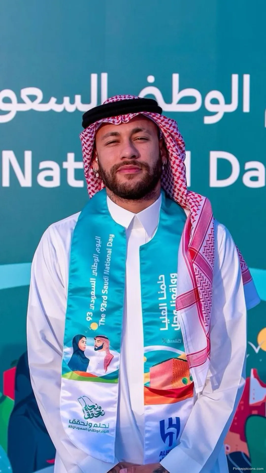 Neymar Wallpaper A photo of Neymar Jr. in a traditional Saudi outfit perfect for your phone wallpaper Neymar Wallpaper A photo of Neymar Jr. in a traditional Saudi outfit, perfect for your phone wallpaper.