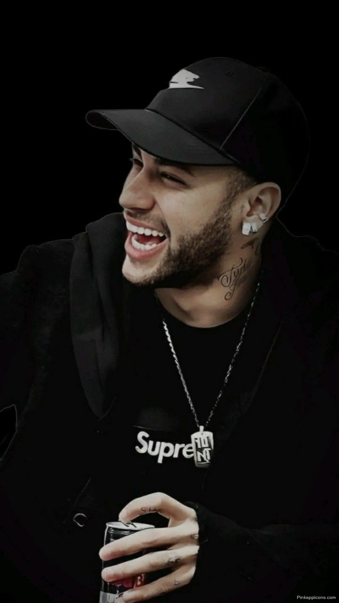 Neymar Wallpaper A stylish shot of a smiling Neymar Jr. in a black cap perfect for your phone wallpaper Neymar Wallpaper A stylish shot of a smiling Neymar Jr. in a black cap, perfect for your phone wallpaper.