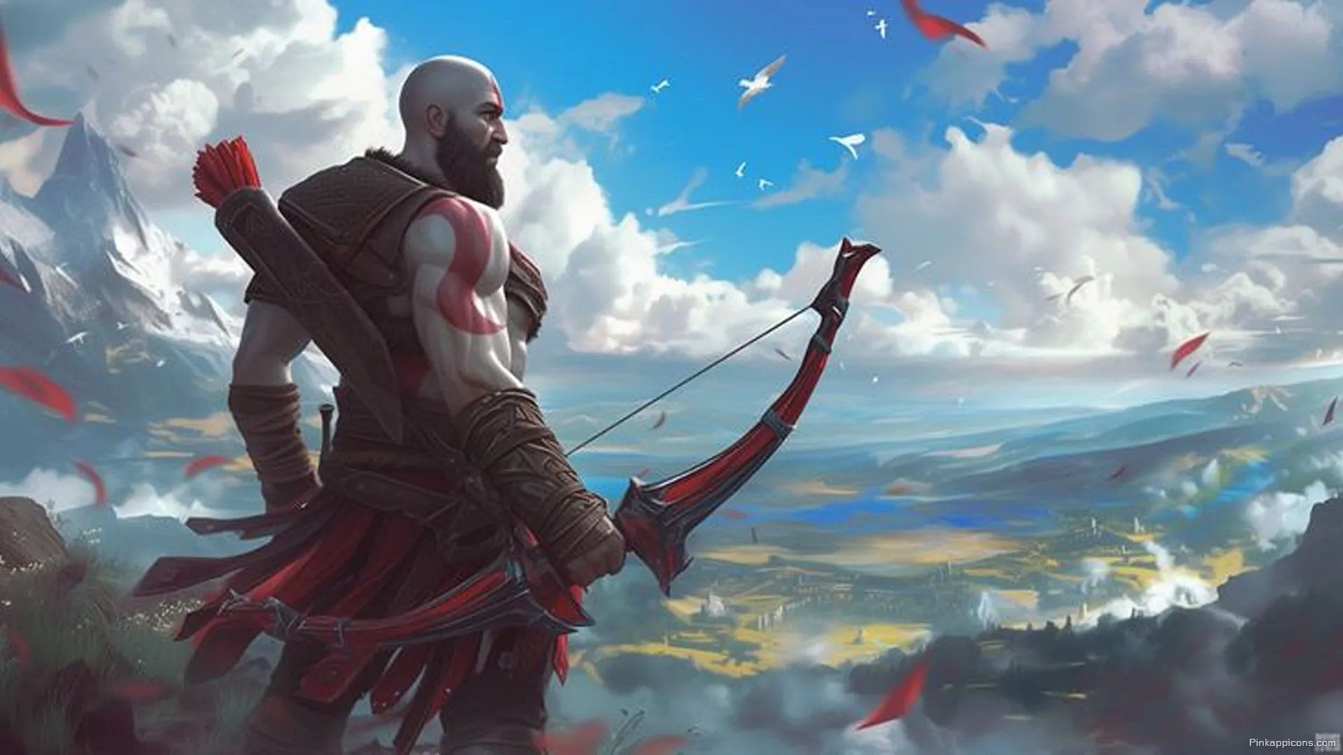 Panoramic God of War Kratos 8K Wallpaper for PC Majestic Mountains and Blue Sky Wallpaper Panoramic God of War Kratos 8K Wallpaper for PC Majestic Mountains and Blue Sky Wallpaper