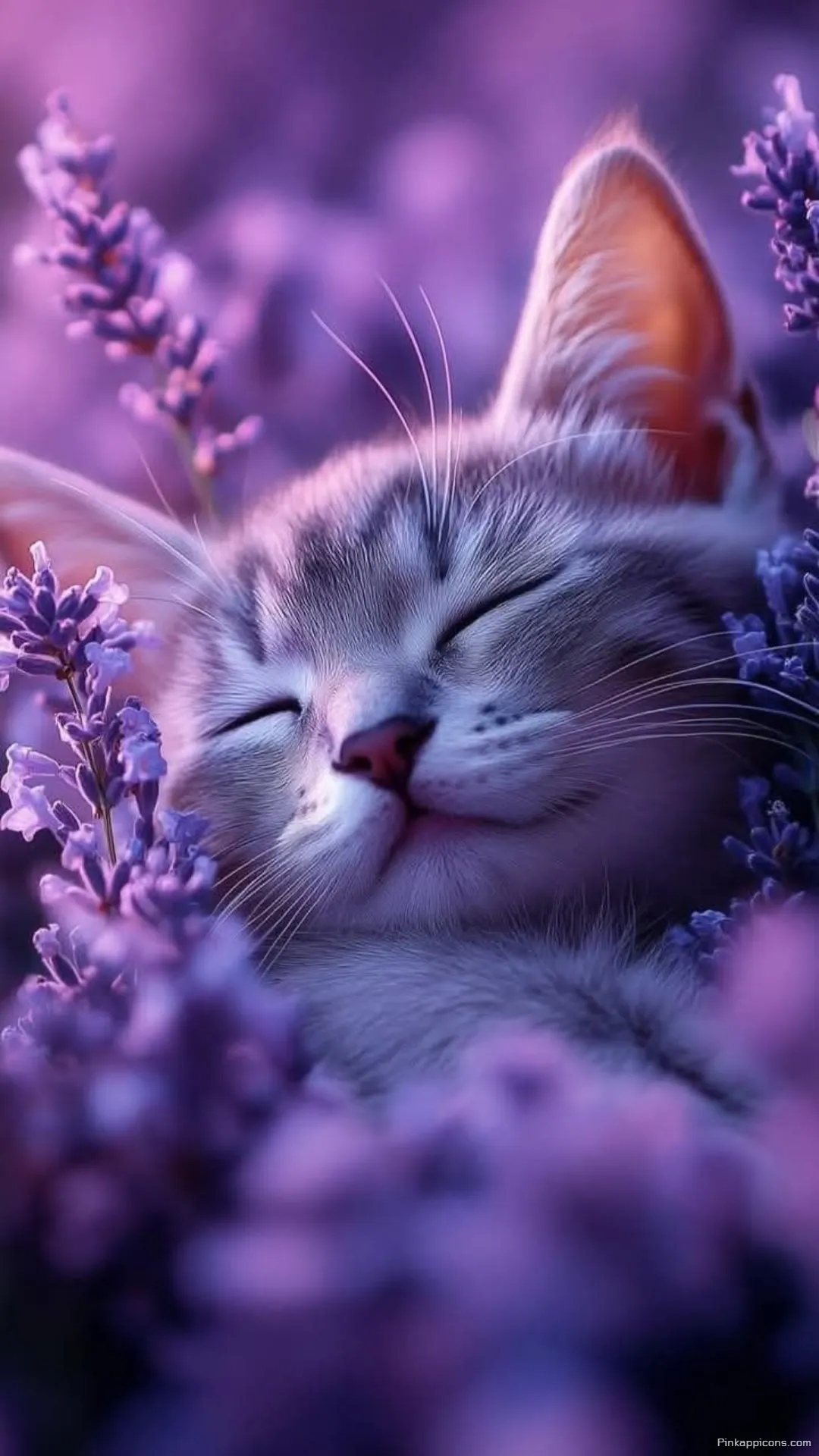 Peaceful Kitten in Purple Lavender Wallpaper The perfect beautiful cute wallpaper phone Peaceful Kitten in Purple Lavender Wallpaper The perfect beautiful cute wallpaper phone.
