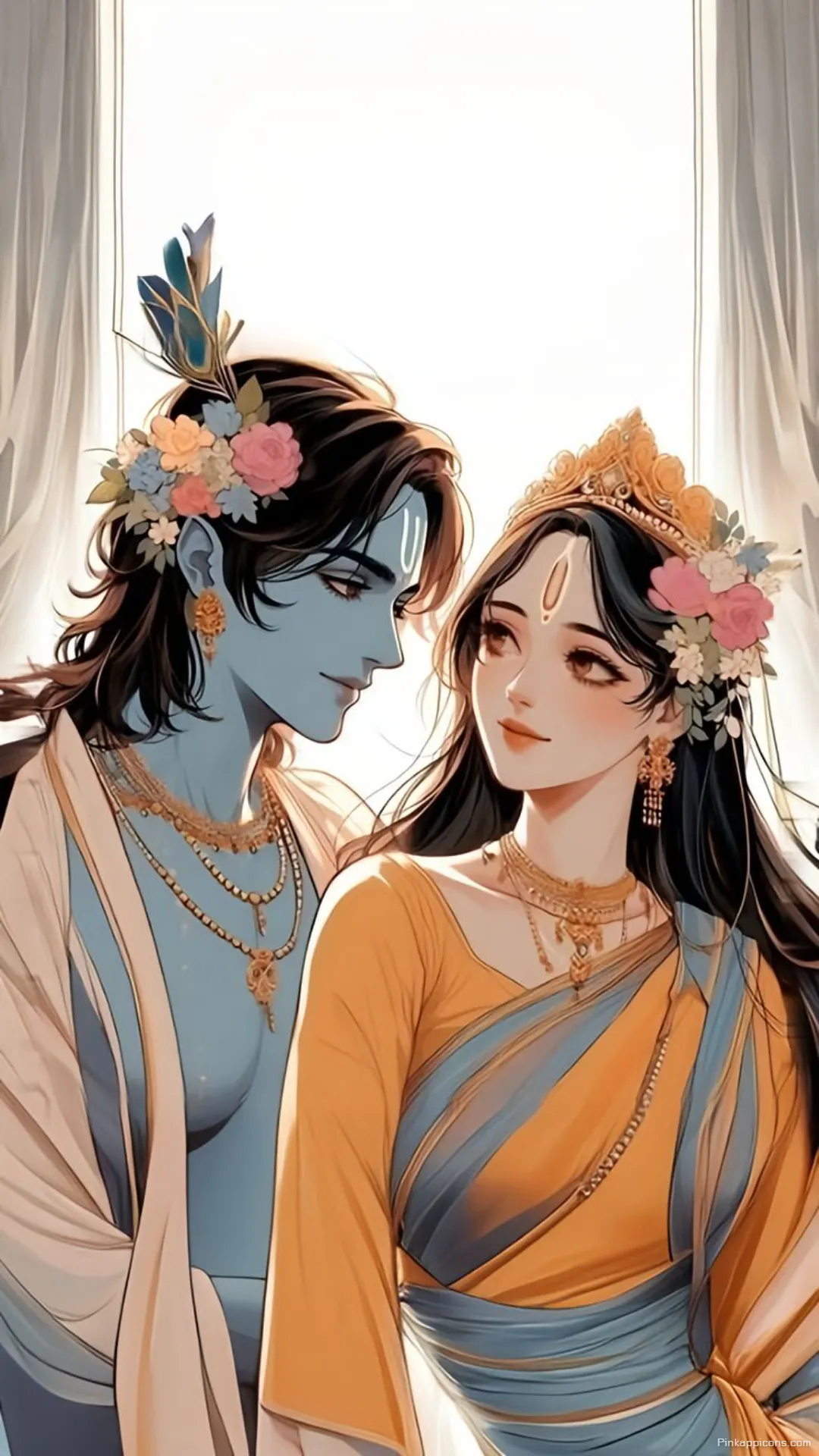 Radha Krishna HD Wallpapers A Loving Gaze in Anime Art Phone Wallpaper Radha Krishna HD Wallpapers A Loving Gaze in Anime Art Phone Wallpaper.